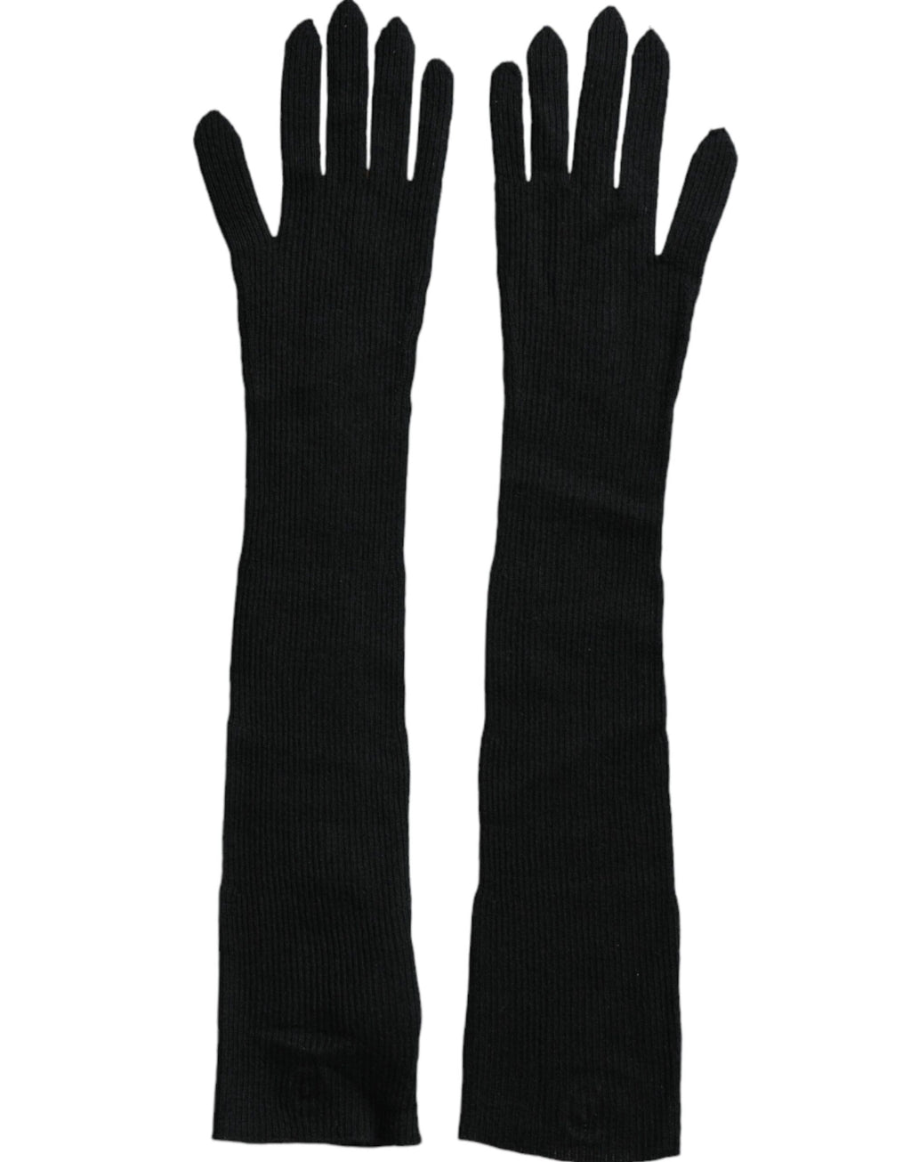 Gants en cachemire noir Dolce &amp; Gabbana jusqu'aux coudes