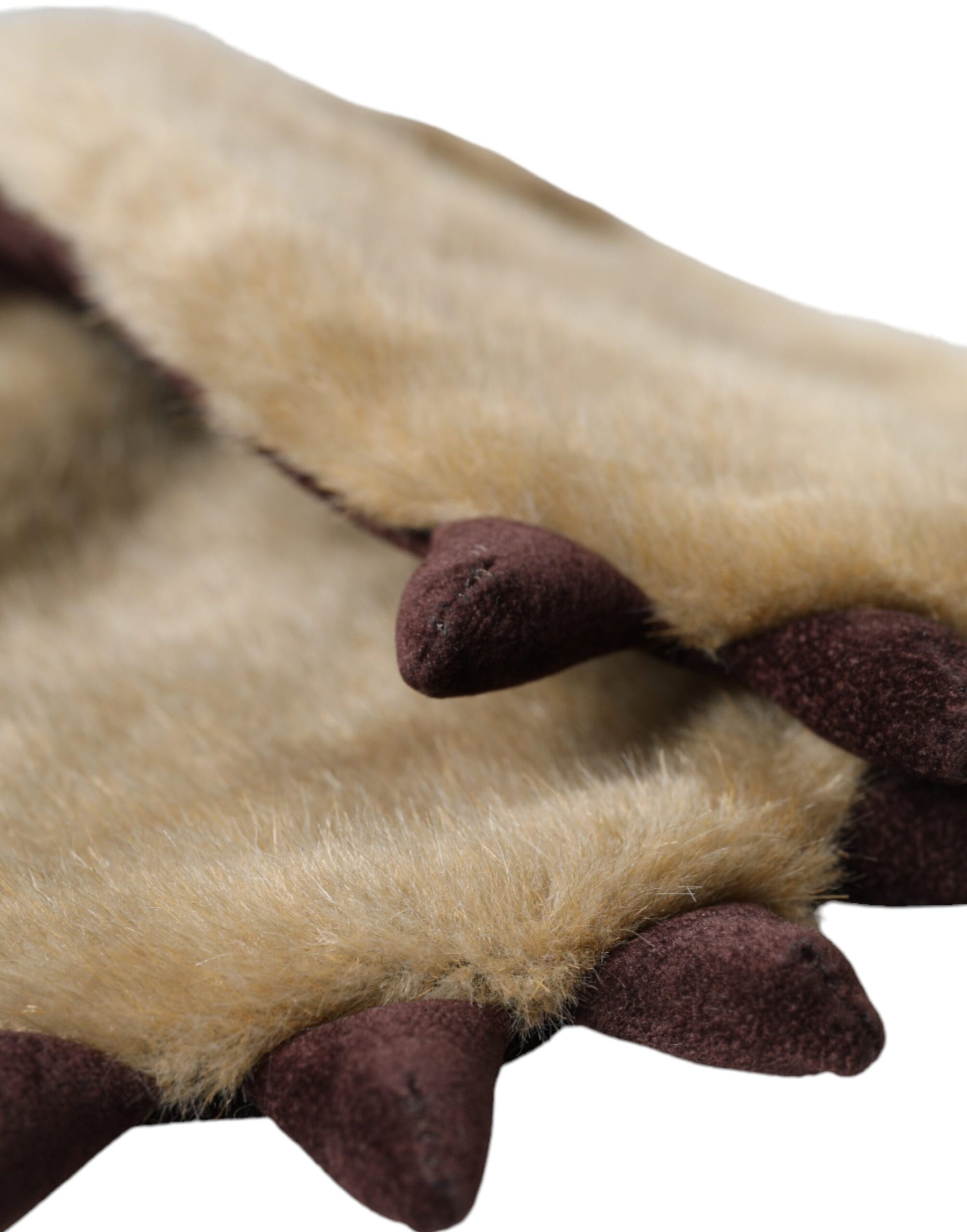 Dolce &amp; Gabbana Beige Fäustlinge aus Acryl mit Strickfell am Handgelenk