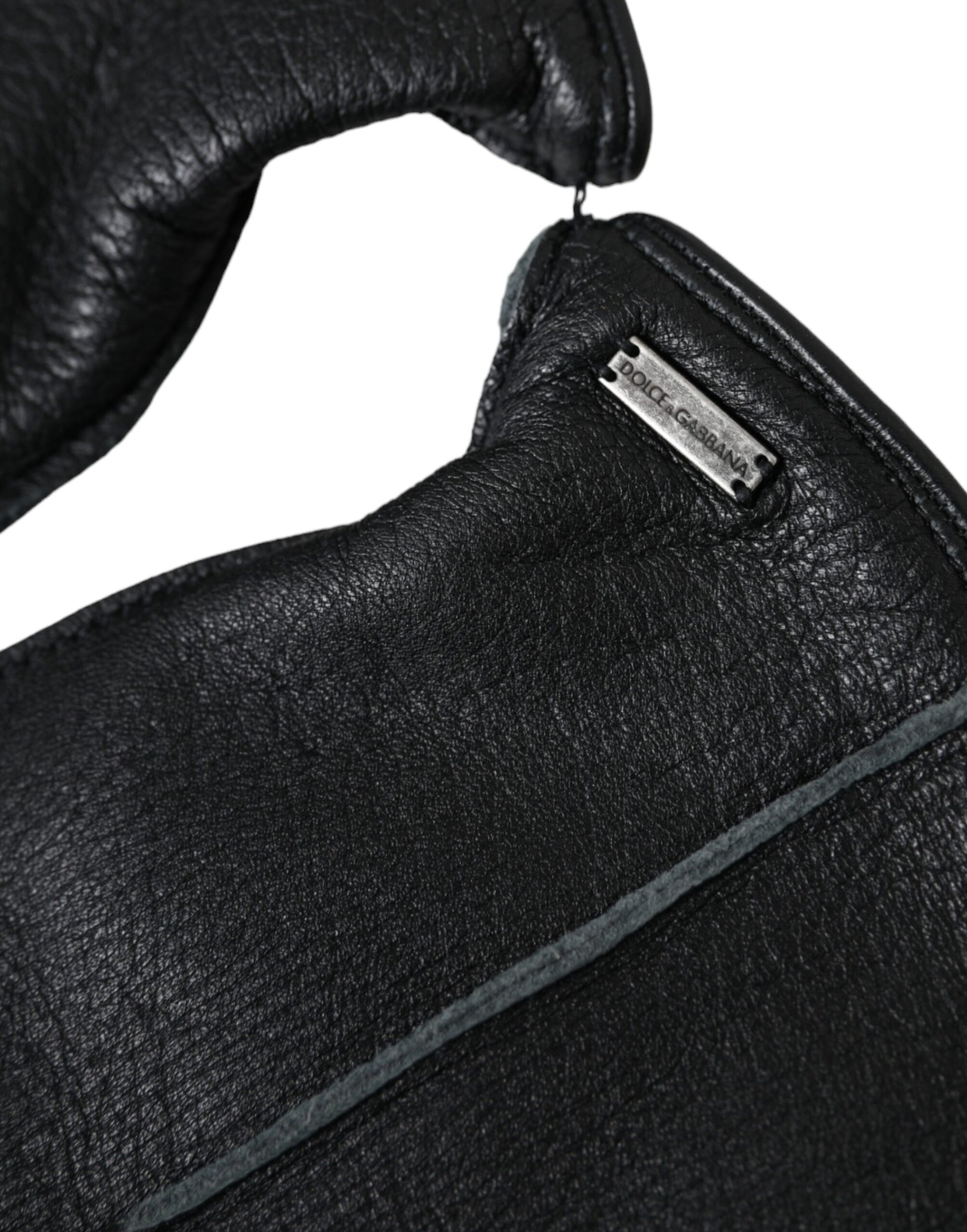 Dolce &amp; Gabbana – Handgelenklange Handschuhe aus schwarzem Hirschleder