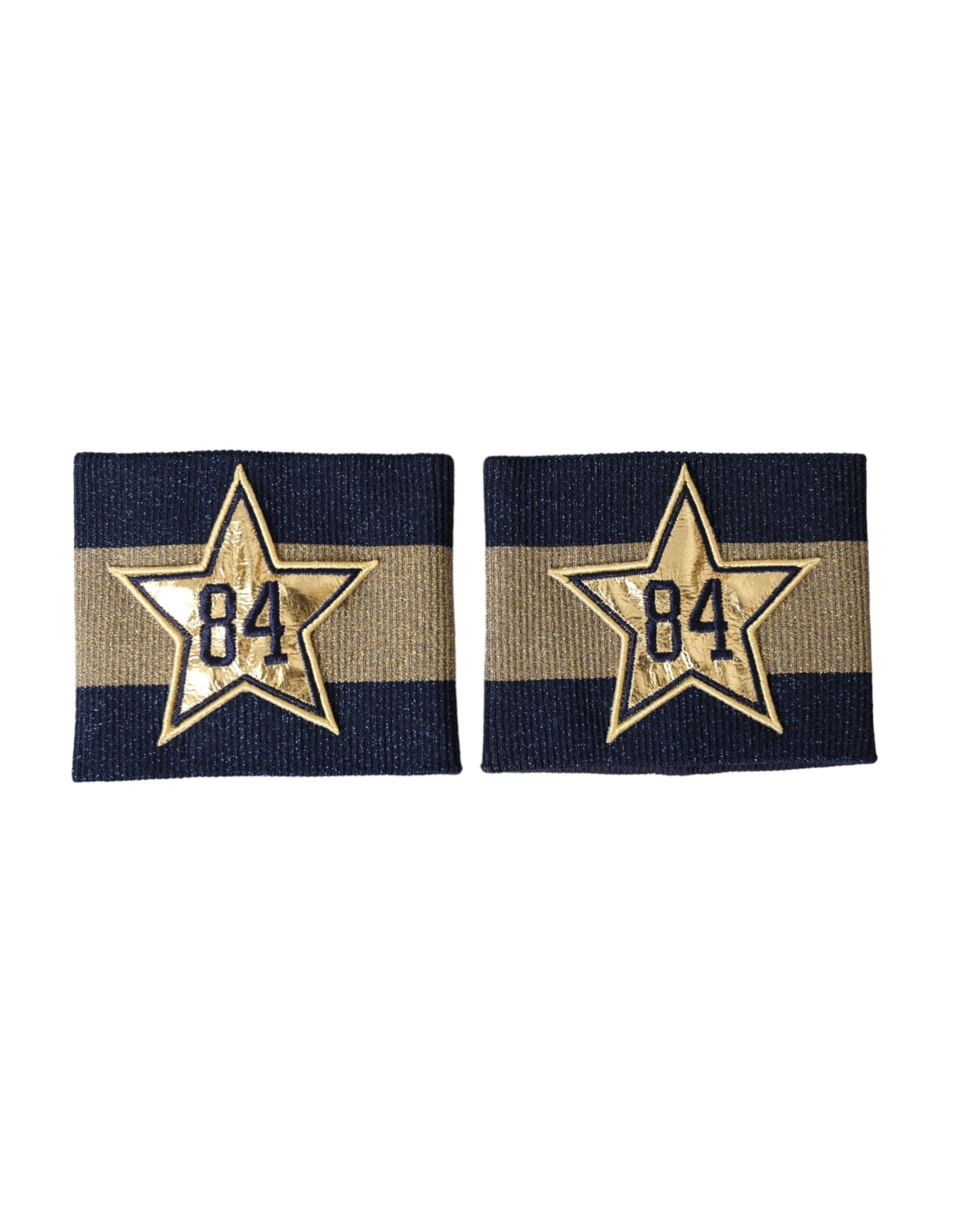 Dolce &amp; Gabbana – Viskosearmband mit Logo „Stern 84“ in Schwarz und Gold
