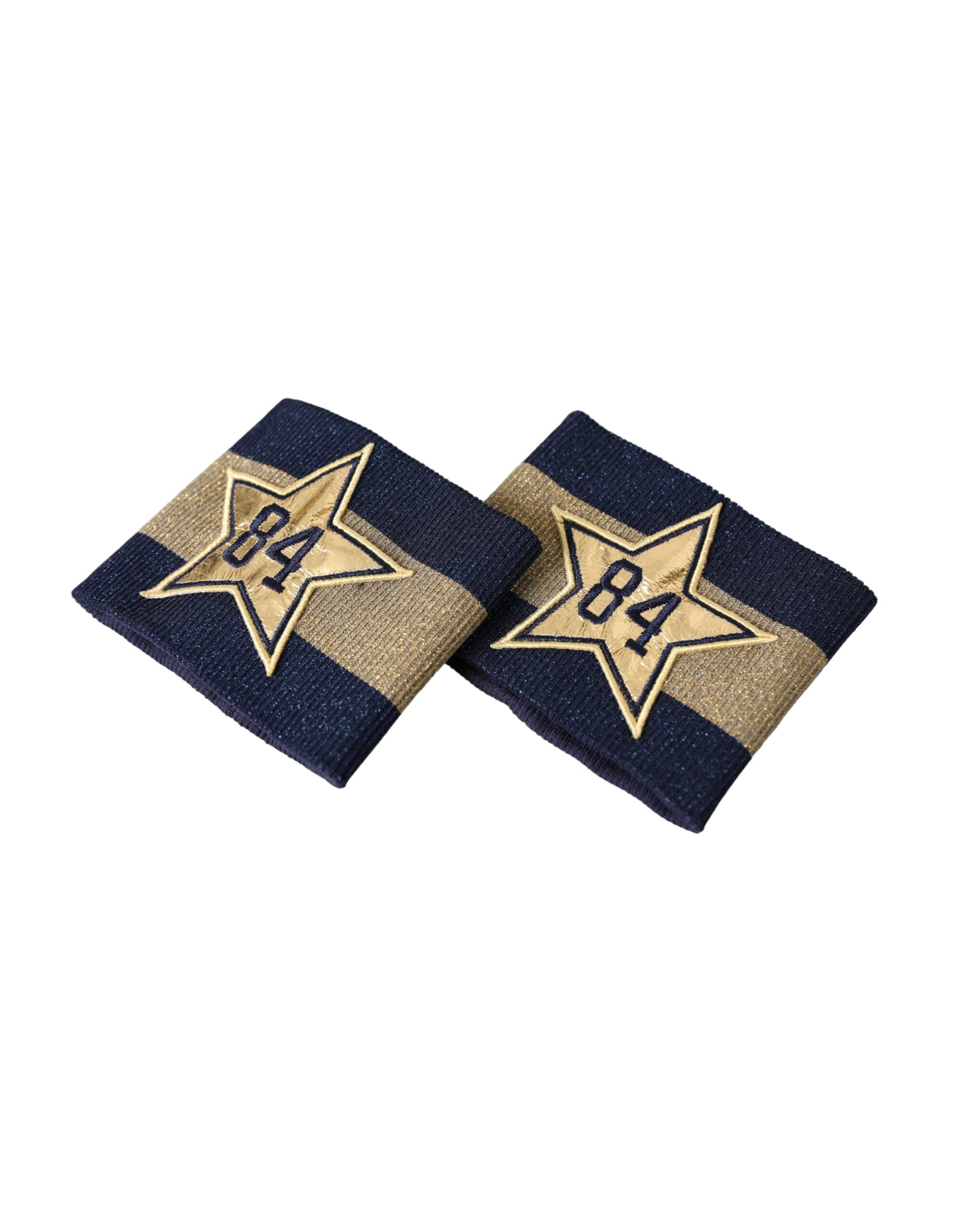 Dolce &amp; Gabbana – Viskosearmband mit Logo „Stern 84“ in Schwarz und Gold