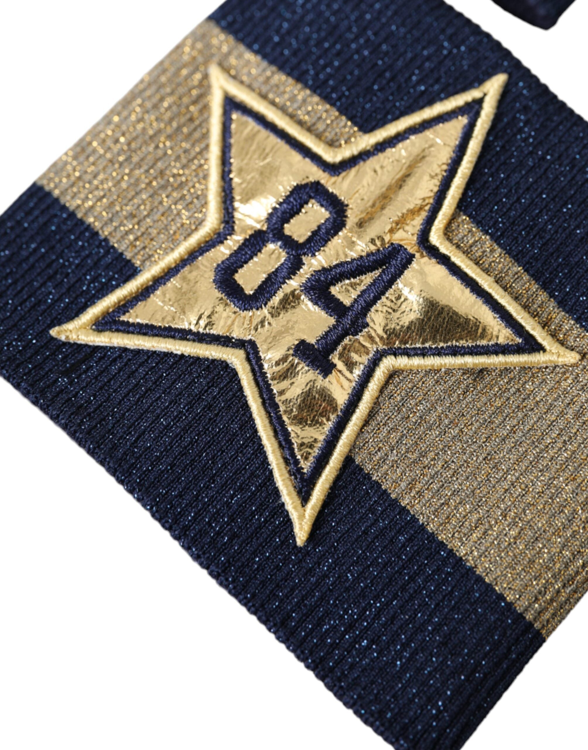 Dolce &amp; Gabbana – Viskosearmband mit Logo „Stern 84“ in Schwarz und Gold