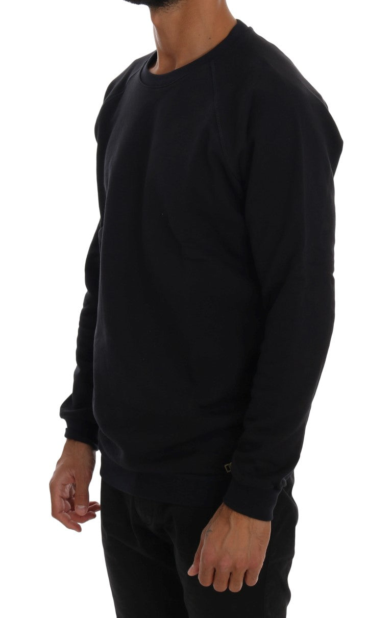 Daniele Alessandrini Schicker dunkelblauer Baumwollpullover mit Rundhalsausschnitt