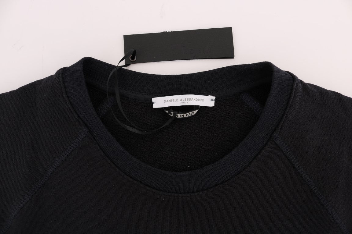 Daniele Alessandrini Schicker dunkelblauer Baumwollpullover mit Rundhalsausschnitt