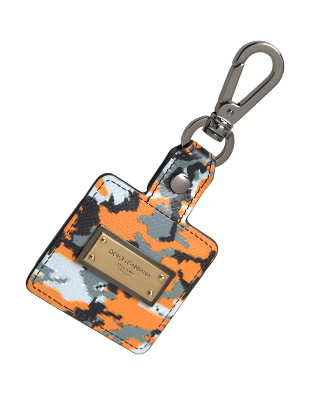 Étui pour Airpods Dolce &amp; Gabbana en cuir à imprimé camouflage multicolore avec logo en métal