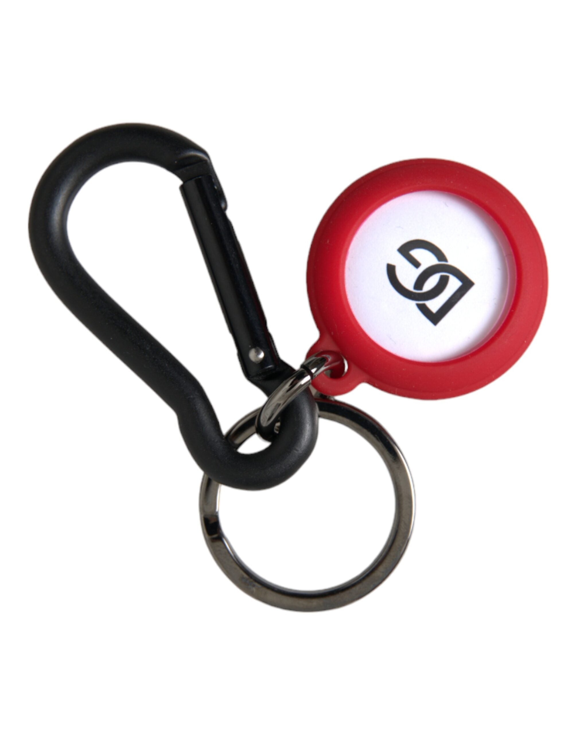 Dolce &amp; Gabbana Schlüsselanhänger mit DG-Logo, rund, aus Metall und Messing, Rot