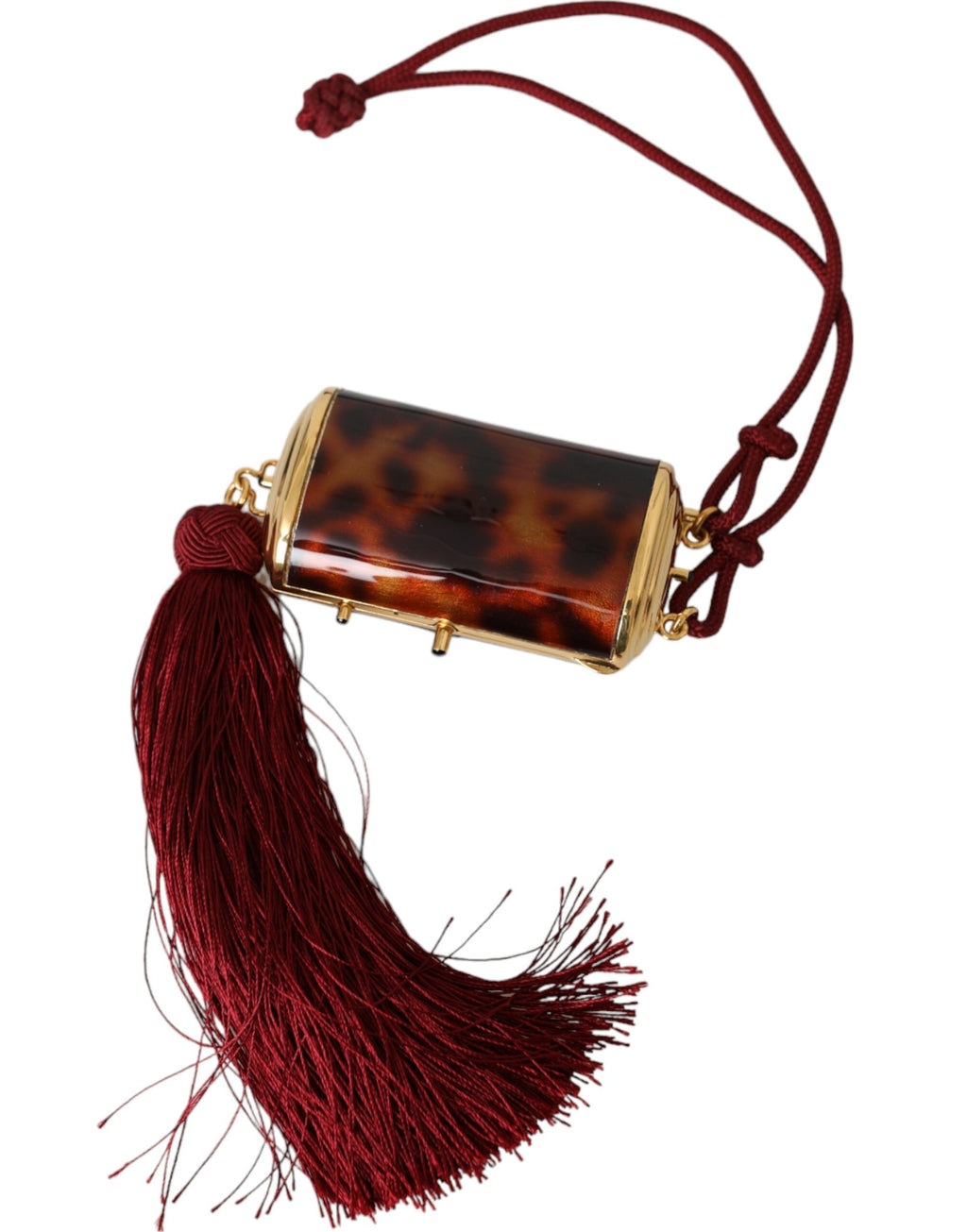 Mini trousse de maquillage à pompon et miroir léopard marron Dolce &amp; Gabbana