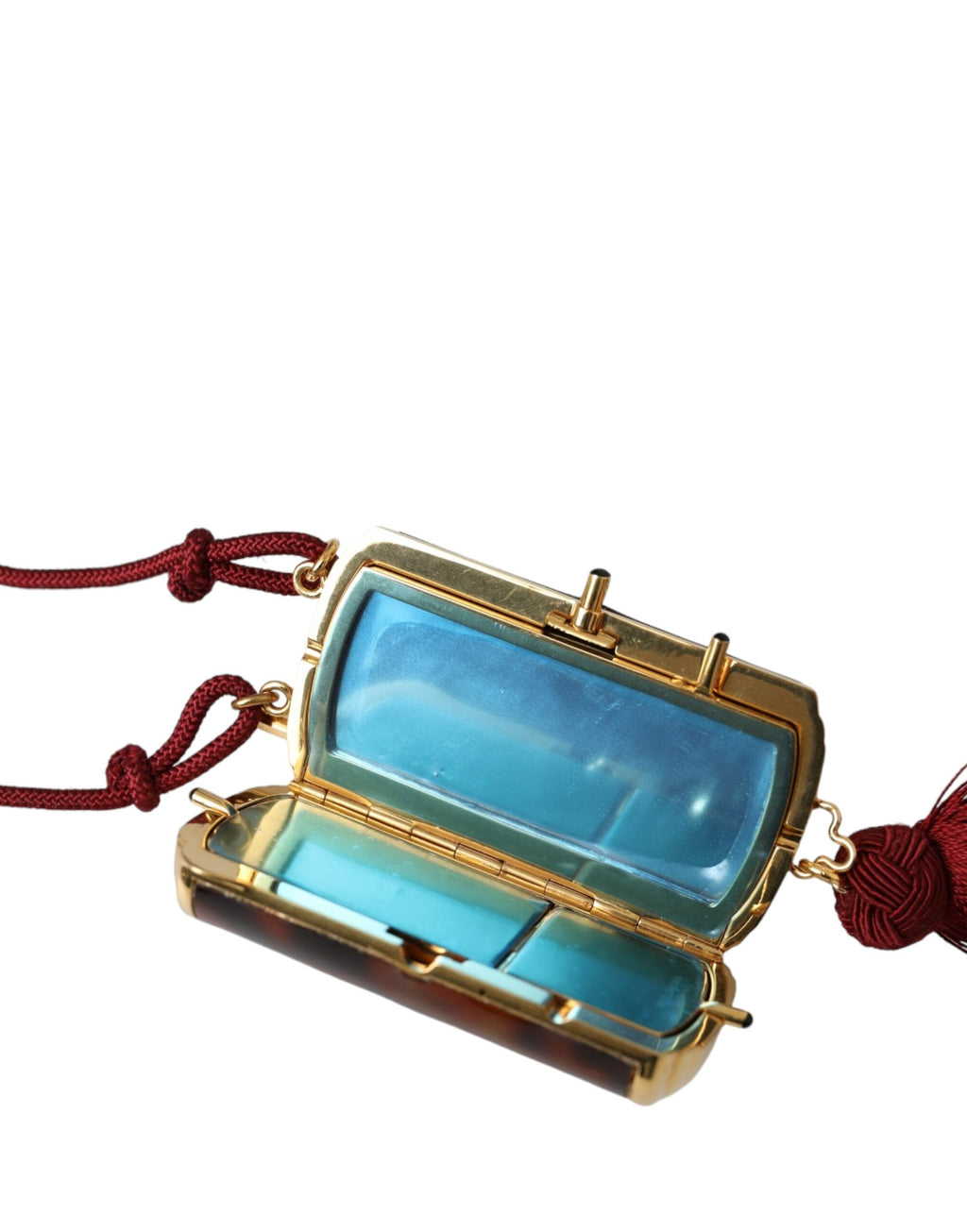 Mini trousse de maquillage à pompon et miroir léopard marron Dolce &amp; Gabbana