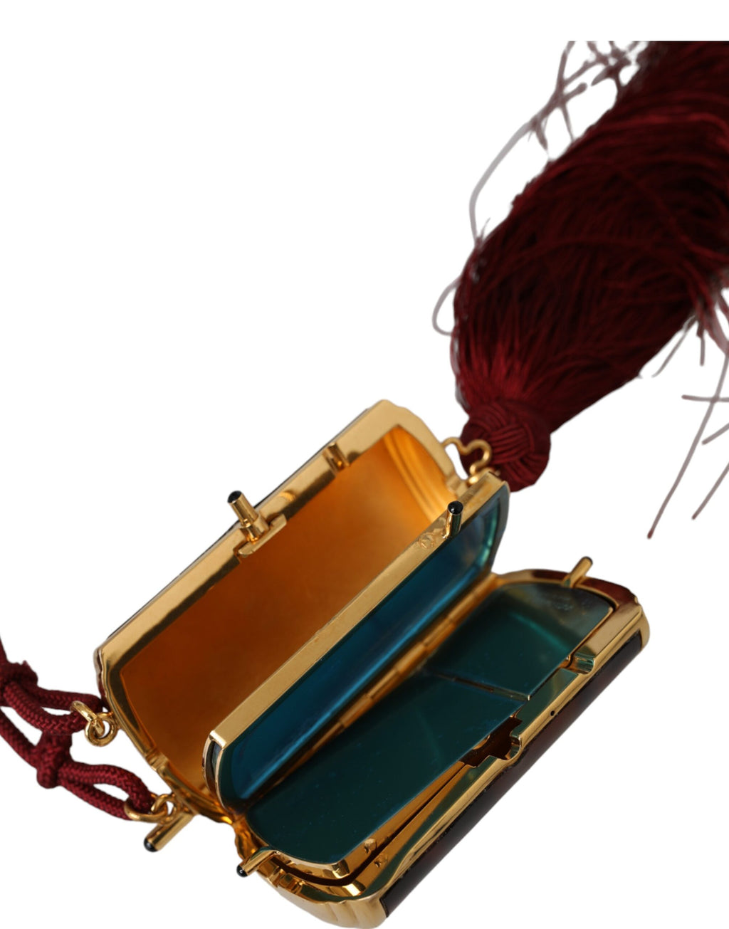 Mini trousse de maquillage à pompon et miroir léopard marron Dolce &amp; Gabbana