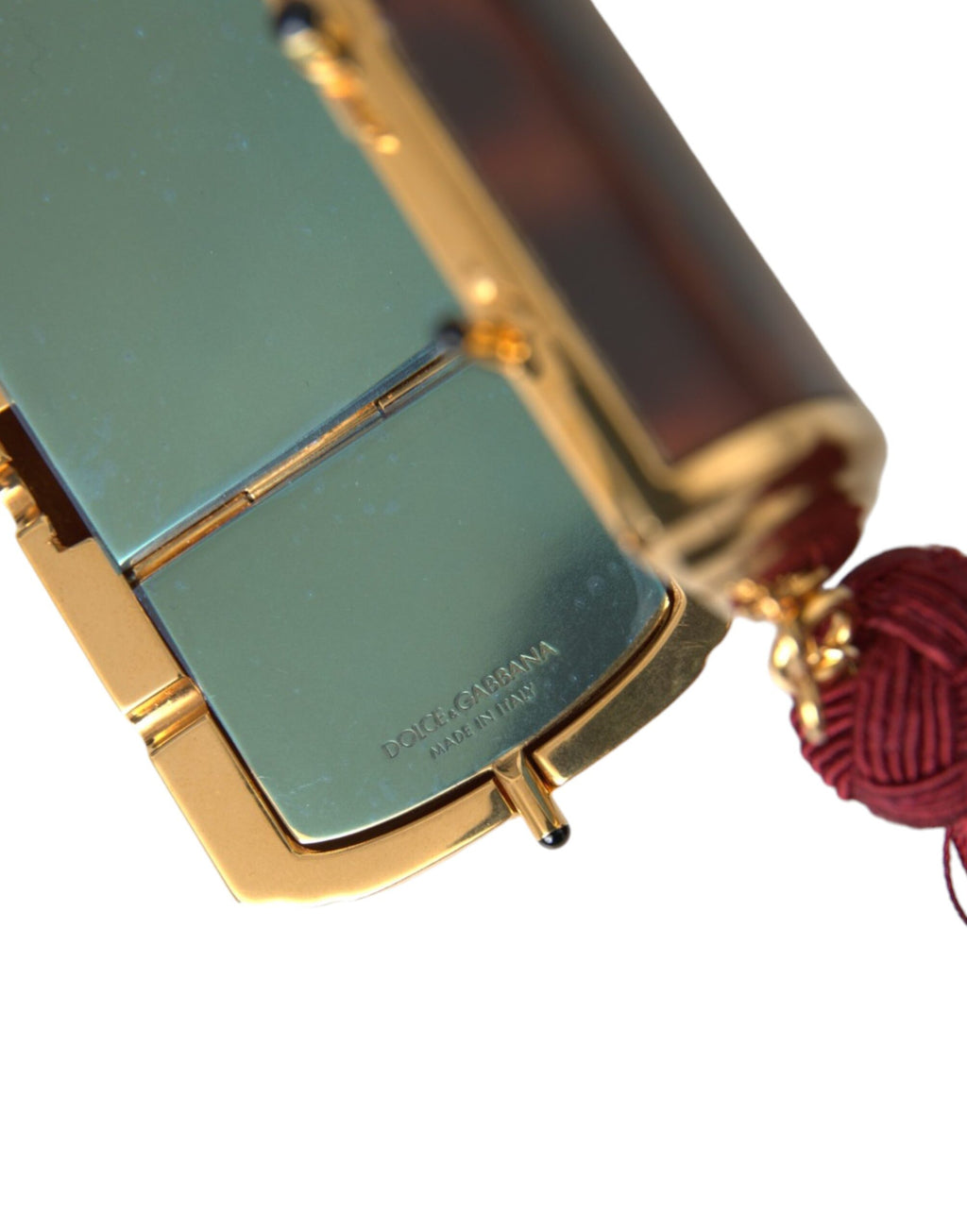 Mini trousse de maquillage à pompon et miroir léopard marron Dolce &amp; Gabbana