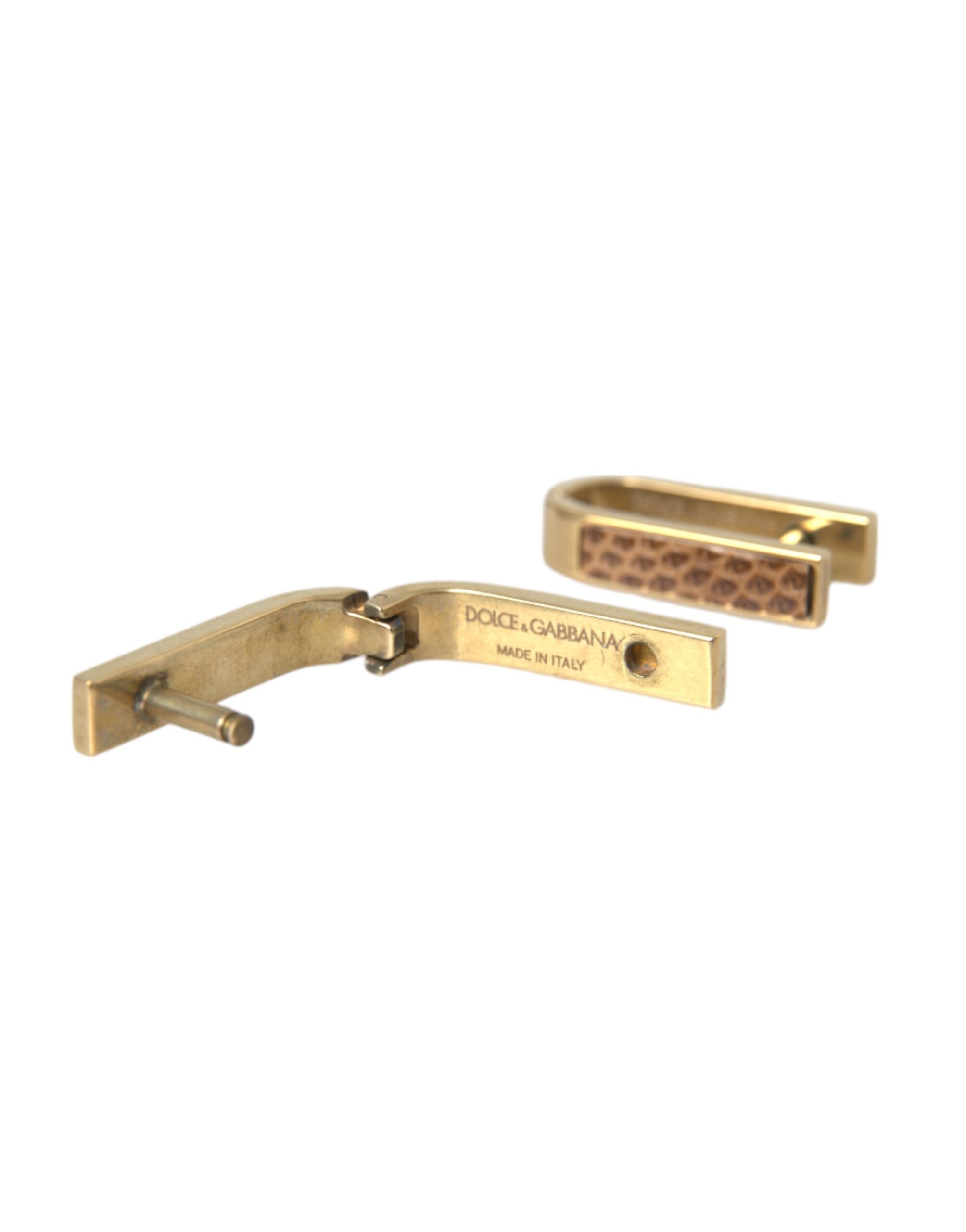 Boutons de manchette Dolce &amp; Gabbana pour homme en laiton plaqué or
