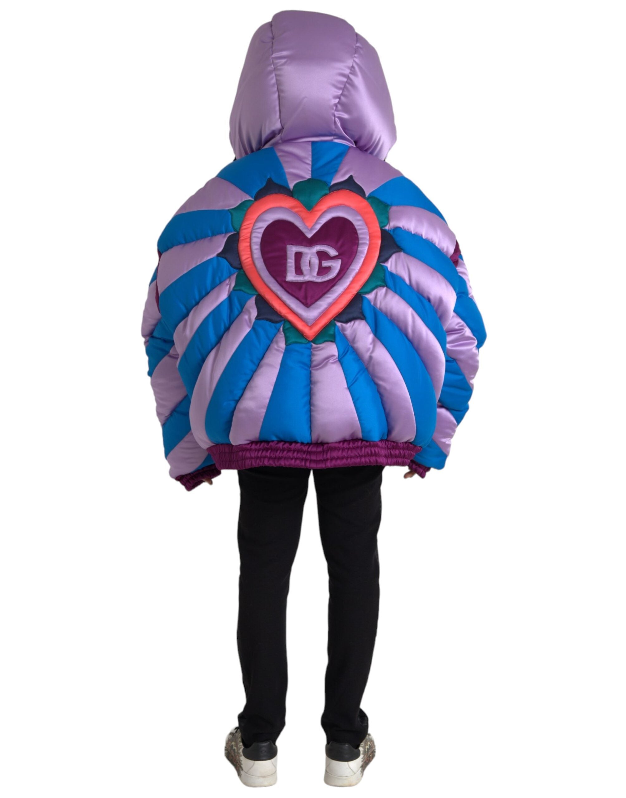 Doudoune à capuche avec logo cœur multicolore Dolce &amp; Gabbana