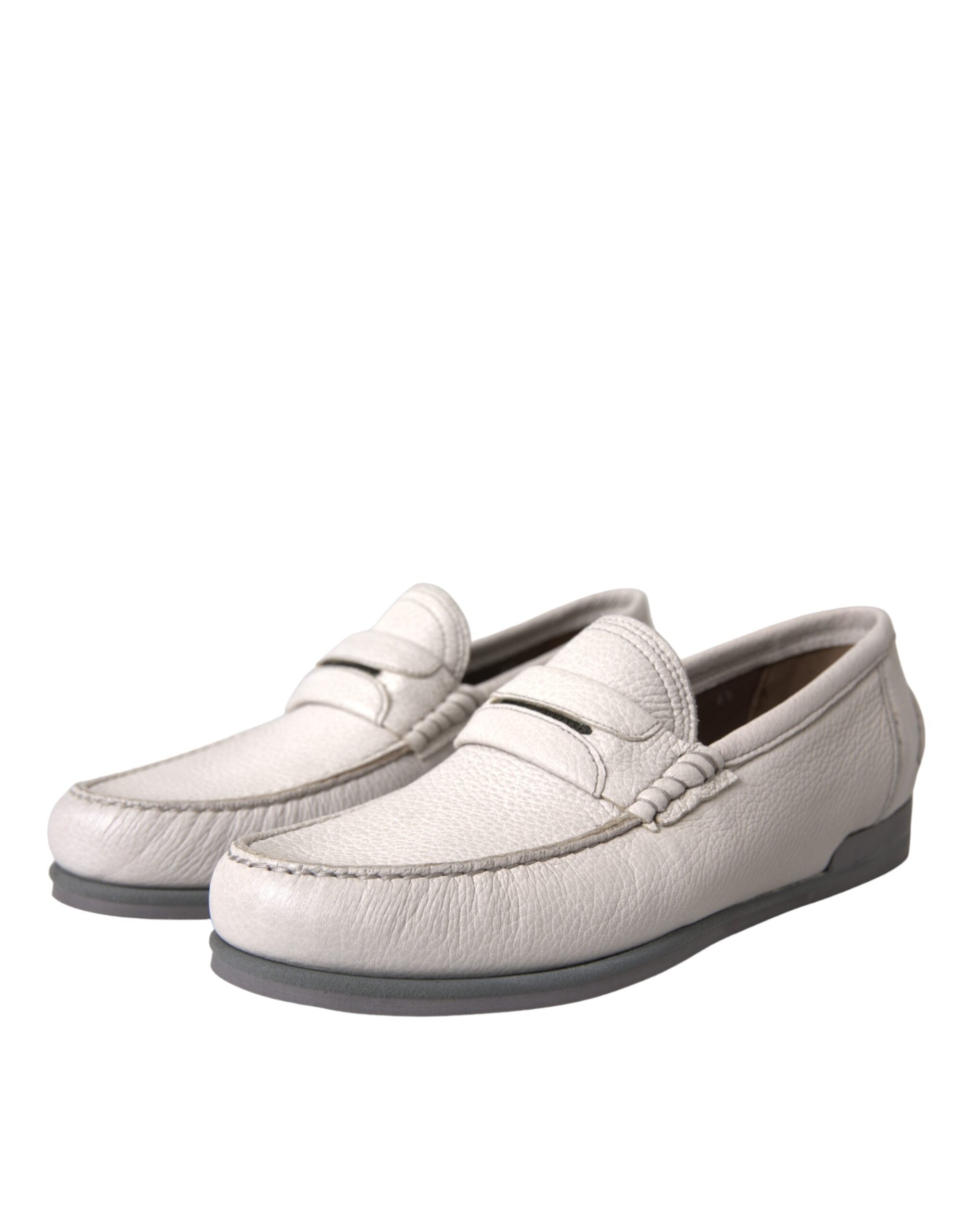 Mocassins Dolce &amp; Gabbana en cuir blanc et gris