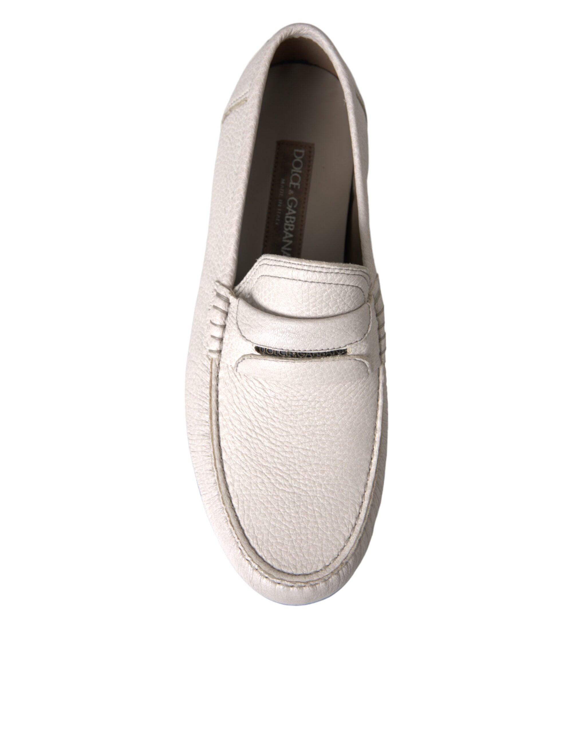 Mocassins Dolce &amp; Gabbana en cuir blanc et gris