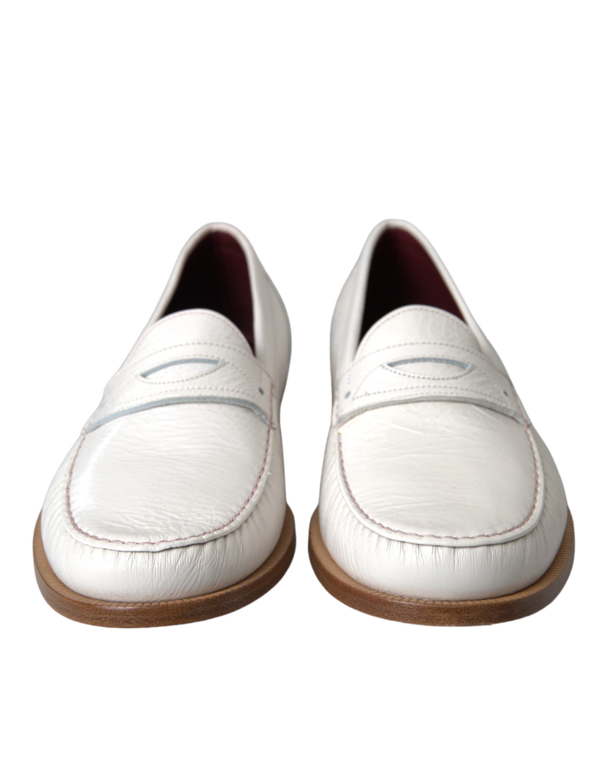 Mocassins à enfiler en cuir blanc Dolce &amp; Gabbana