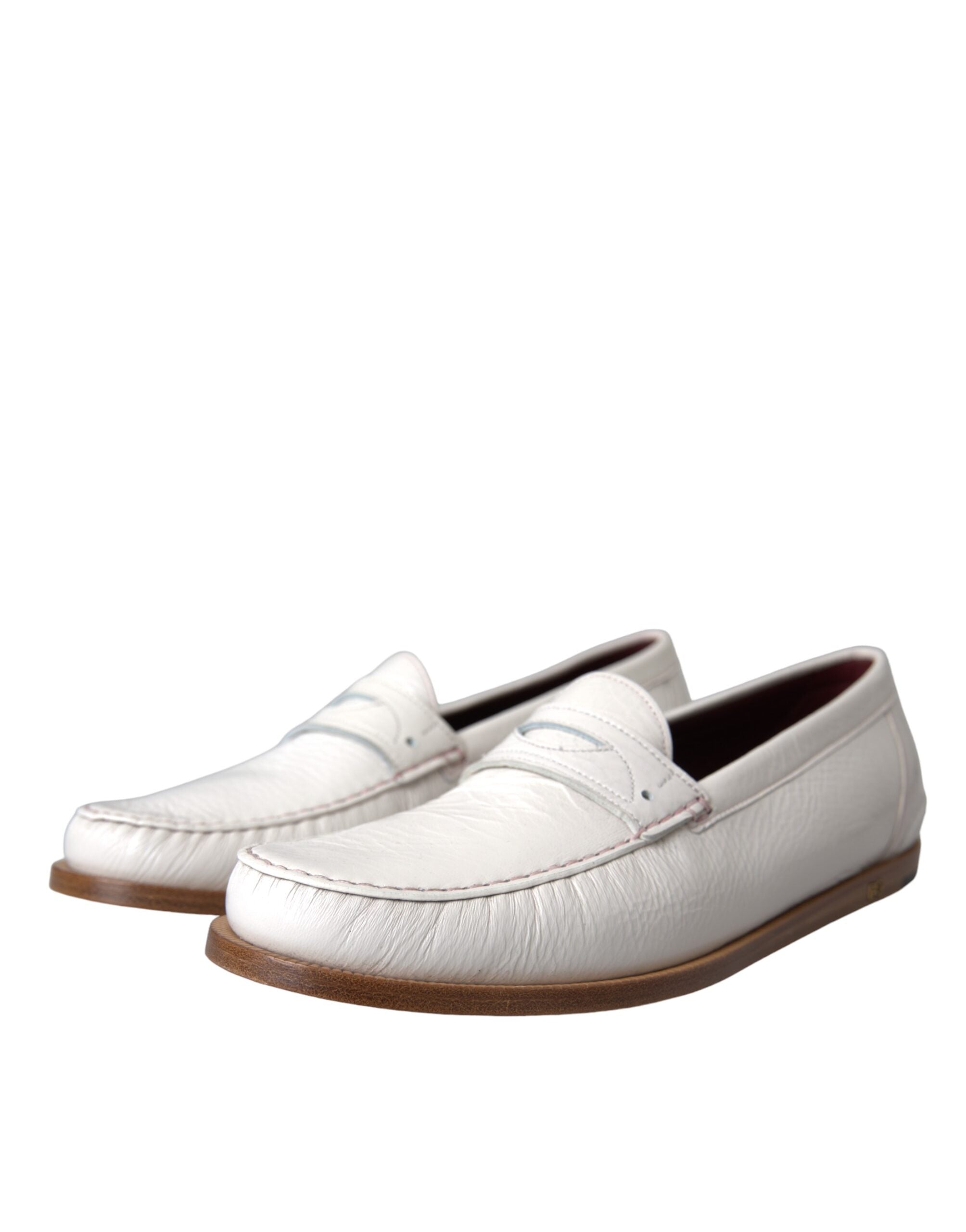 Mocassins à enfiler en cuir blanc Dolce &amp; Gabbana