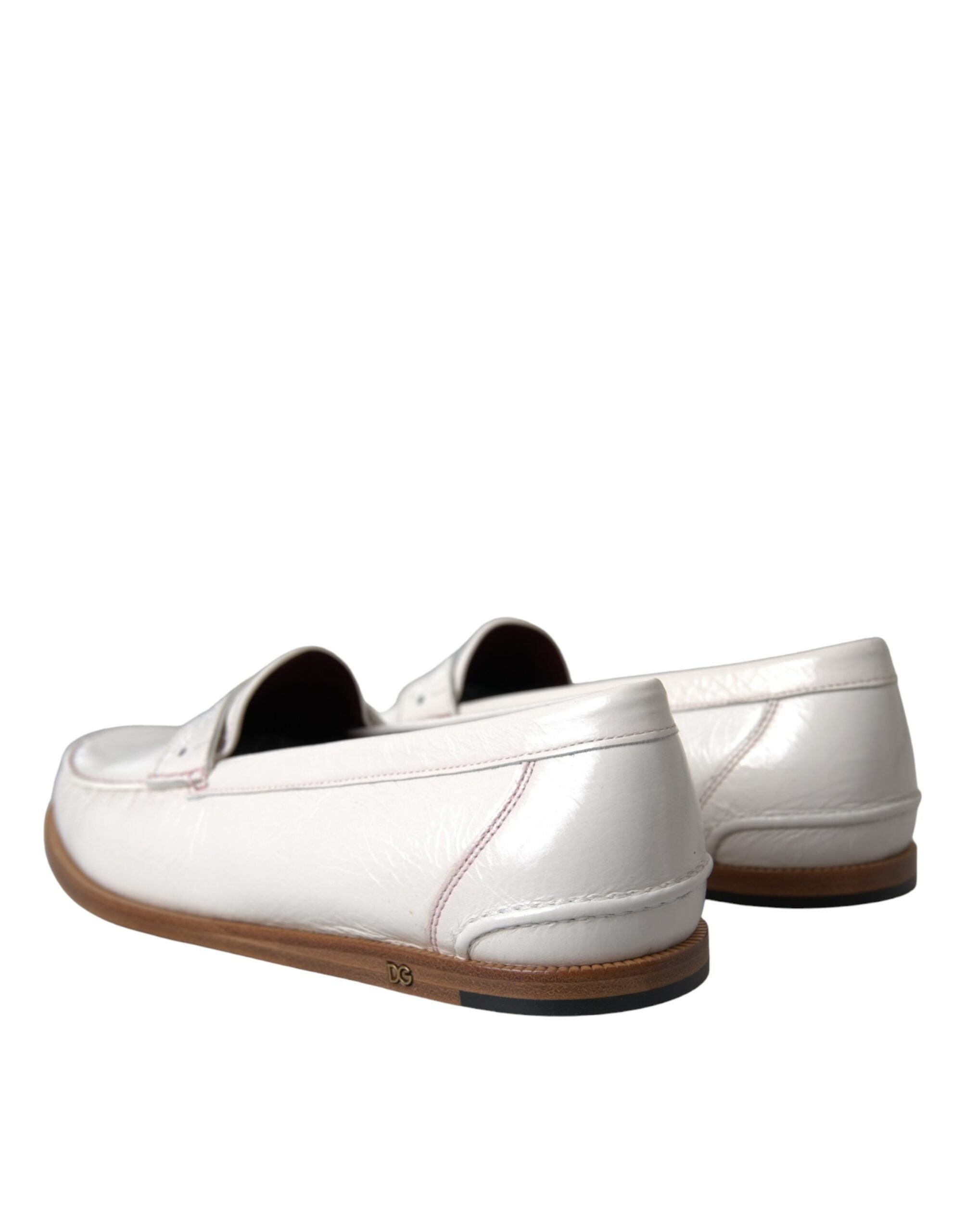 Mocassins à enfiler en cuir blanc Dolce &amp; Gabbana