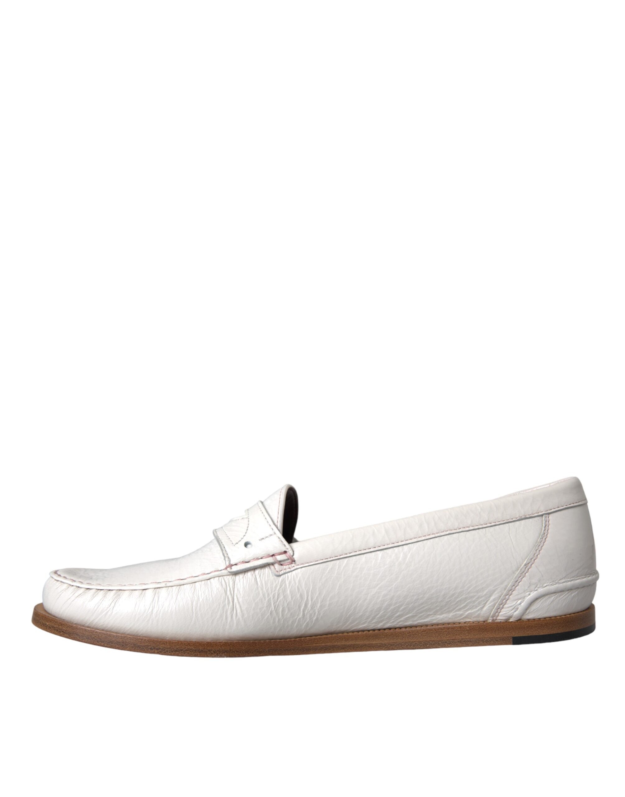 Mocassins à enfiler en cuir blanc Dolce &amp; Gabbana
