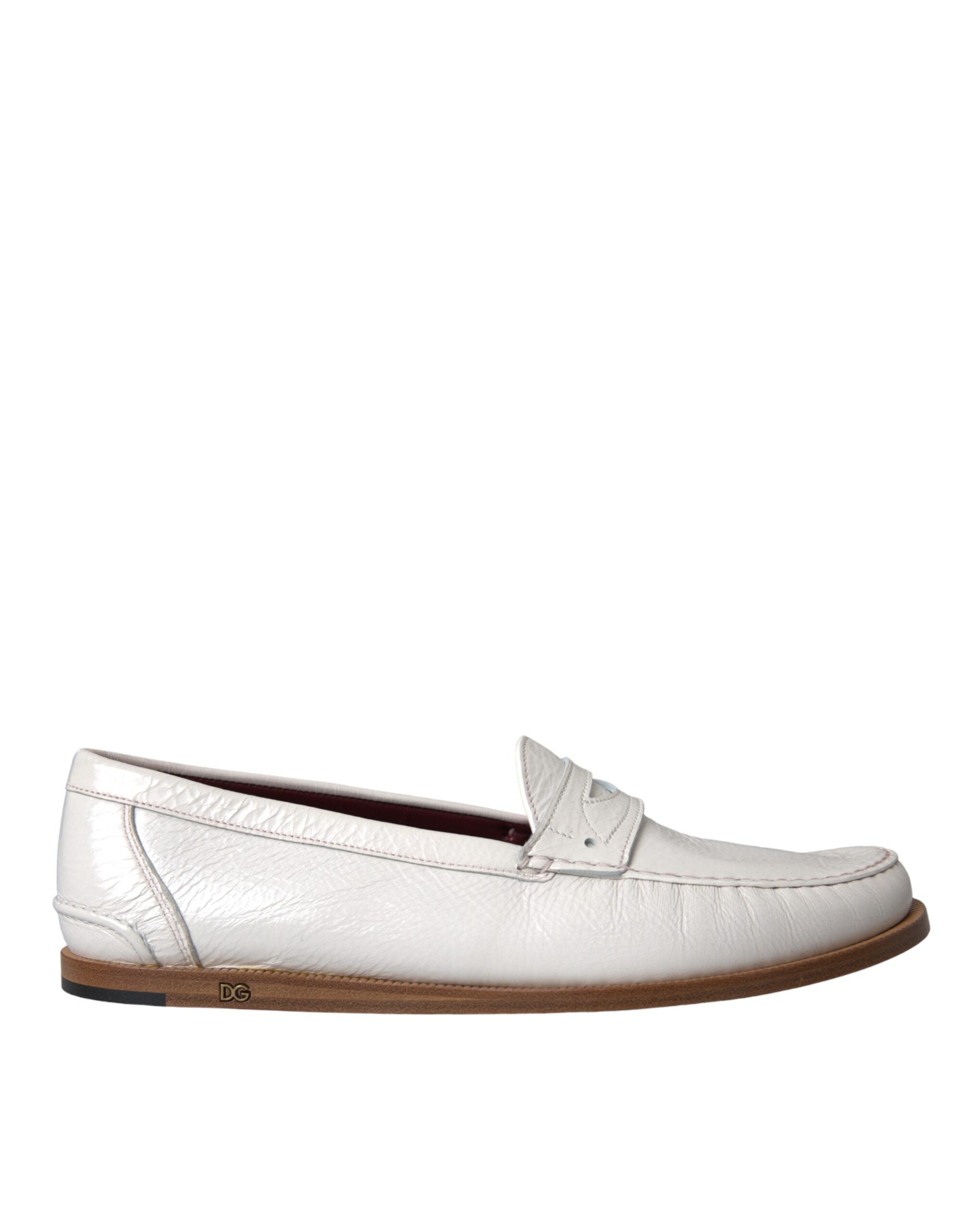 Mocassins à enfiler en cuir blanc Dolce &amp; Gabbana