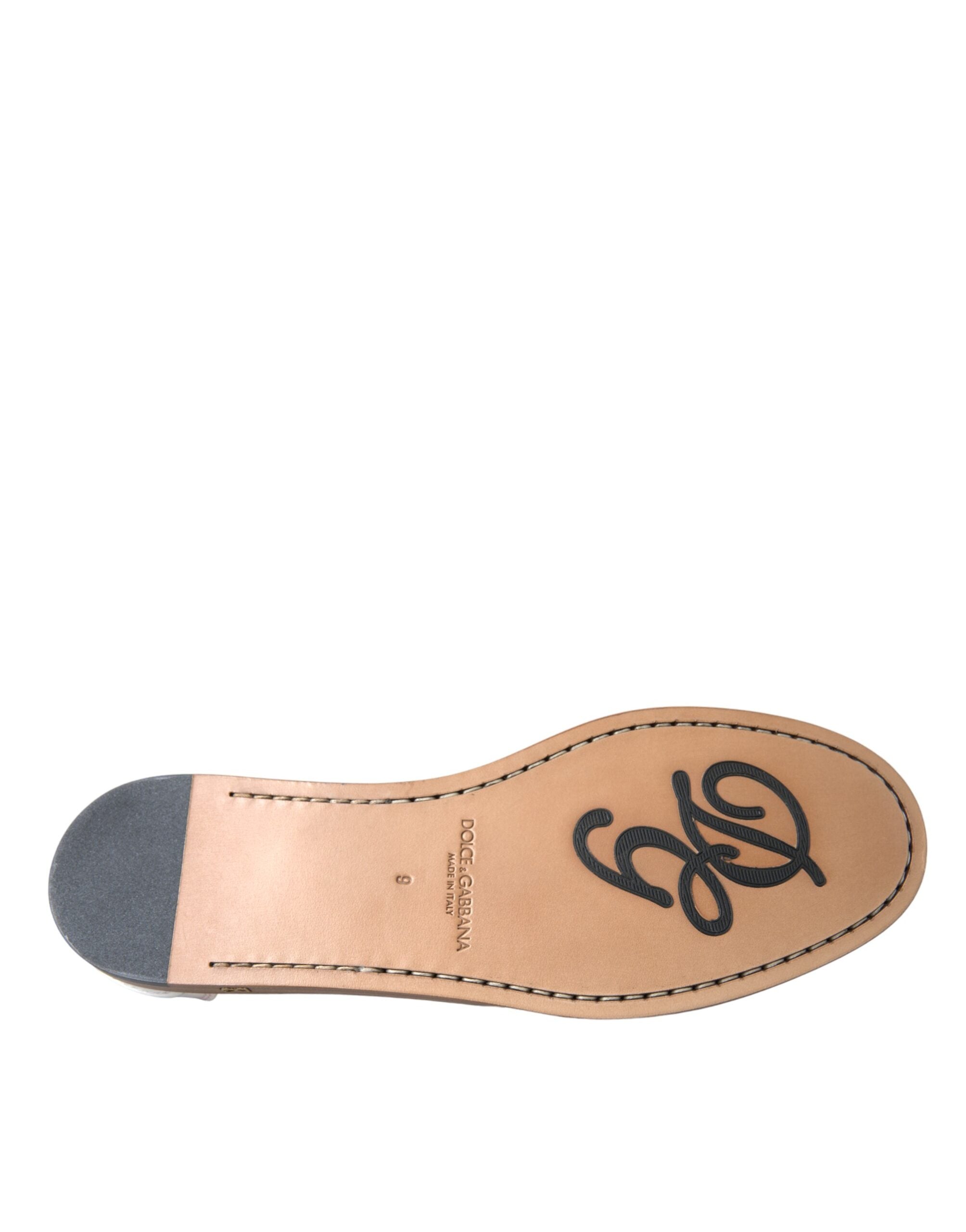Mocassins à enfiler en cuir blanc Dolce &amp; Gabbana