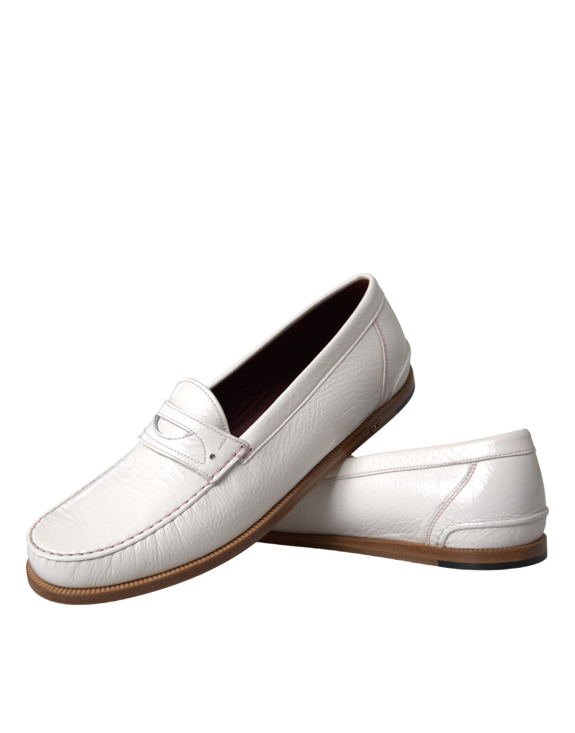 Mocassins à enfiler en cuir blanc Dolce &amp; Gabbana