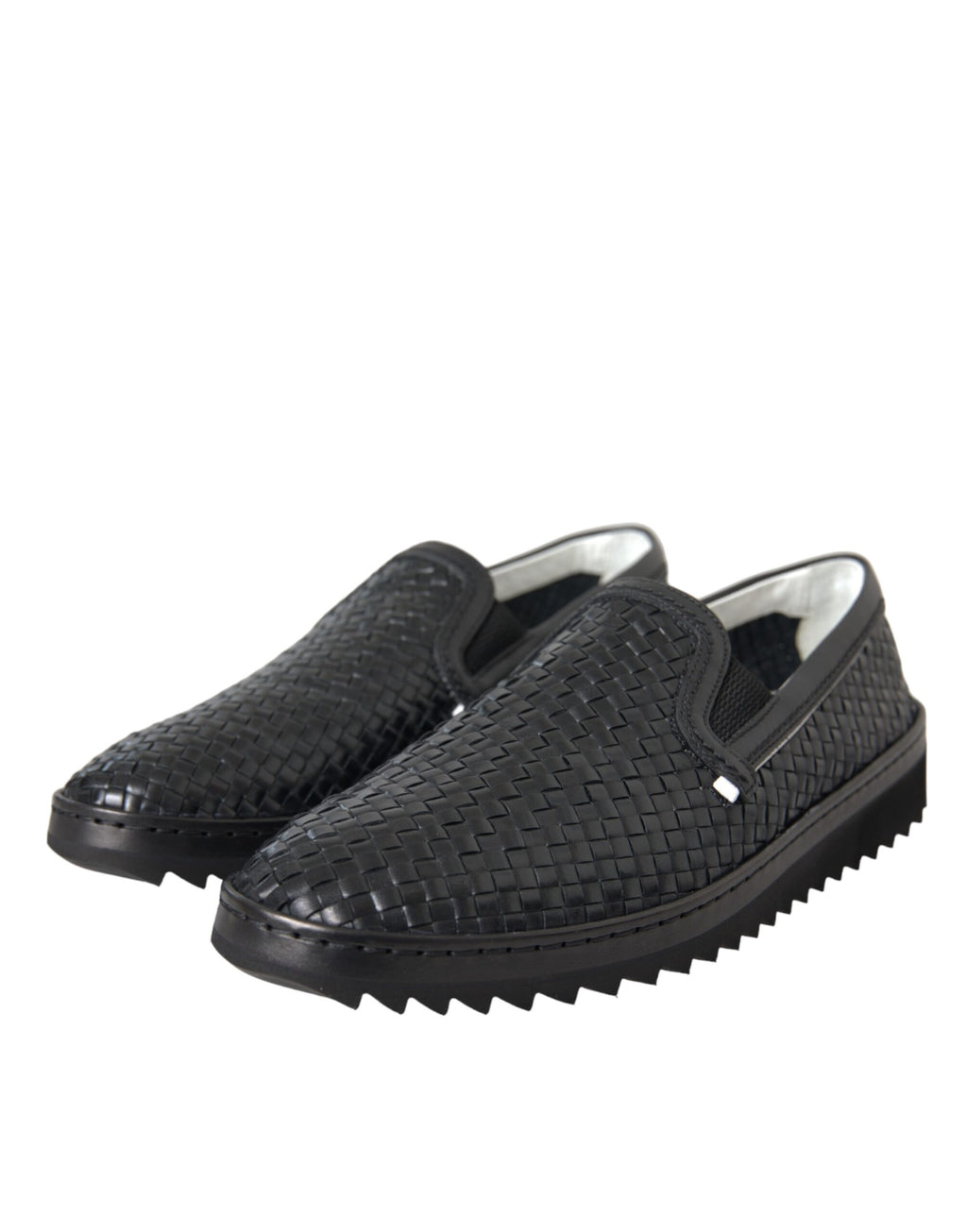 Mocassins Dolce &amp; Gabbana en cuir de buffle tressé noir pour homme