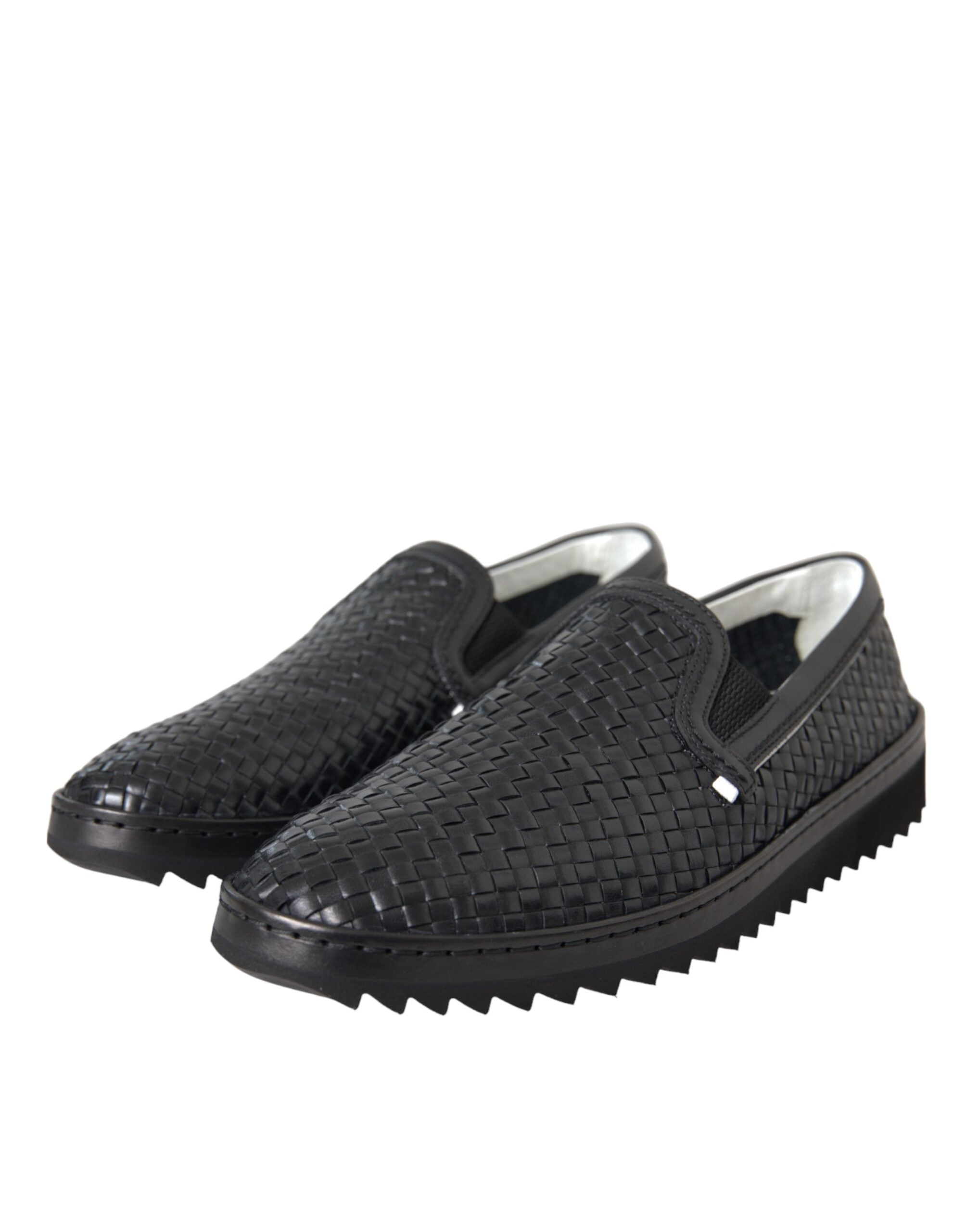 Mocassins Dolce &amp; Gabbana en cuir de buffle tressé noir pour homme