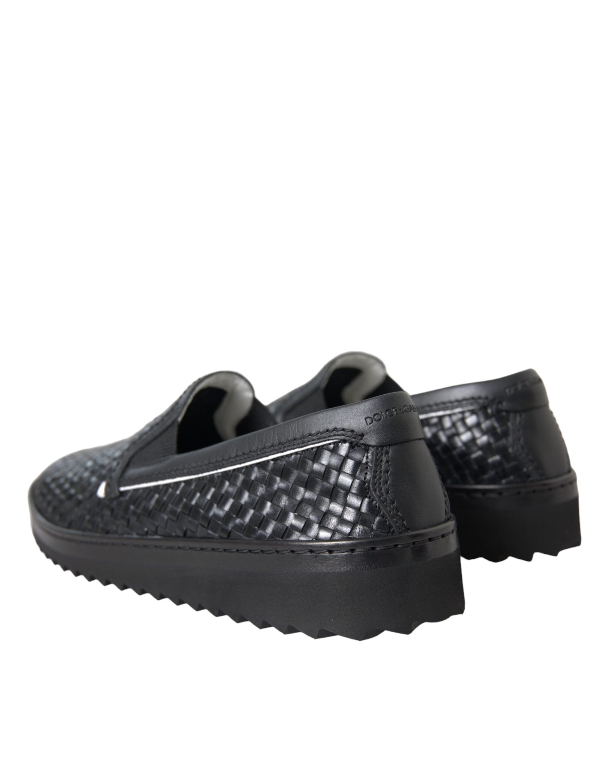 Mocassins Dolce &amp; Gabbana en cuir de buffle tressé noir pour homme