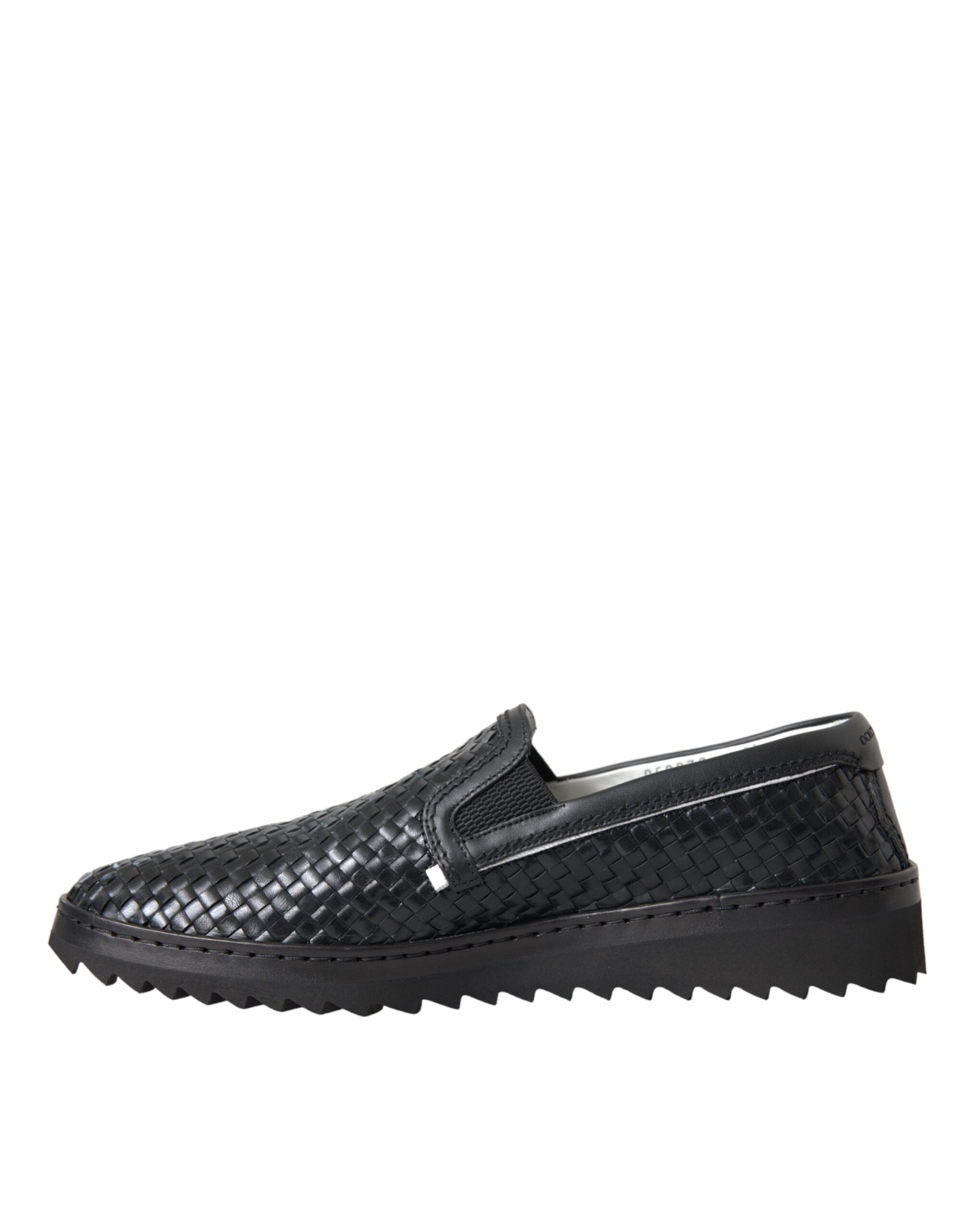 Mocassins Dolce &amp; Gabbana en cuir de buffle tressé noir pour homme