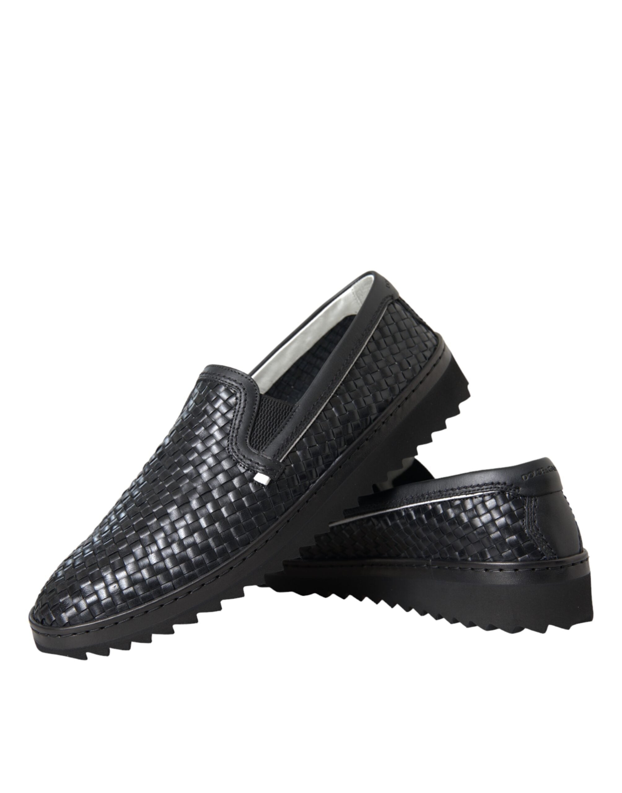 Mocassins Dolce &amp; Gabbana en cuir de buffle tressé noir pour homme