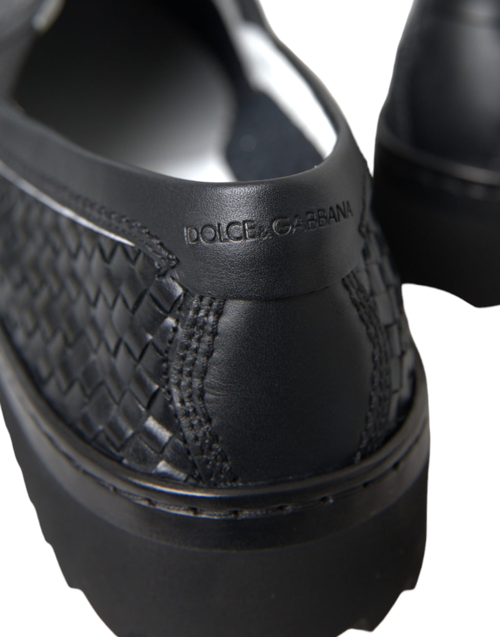 Mocassins Dolce &amp; Gabbana en cuir de buffle tressé noir pour homme