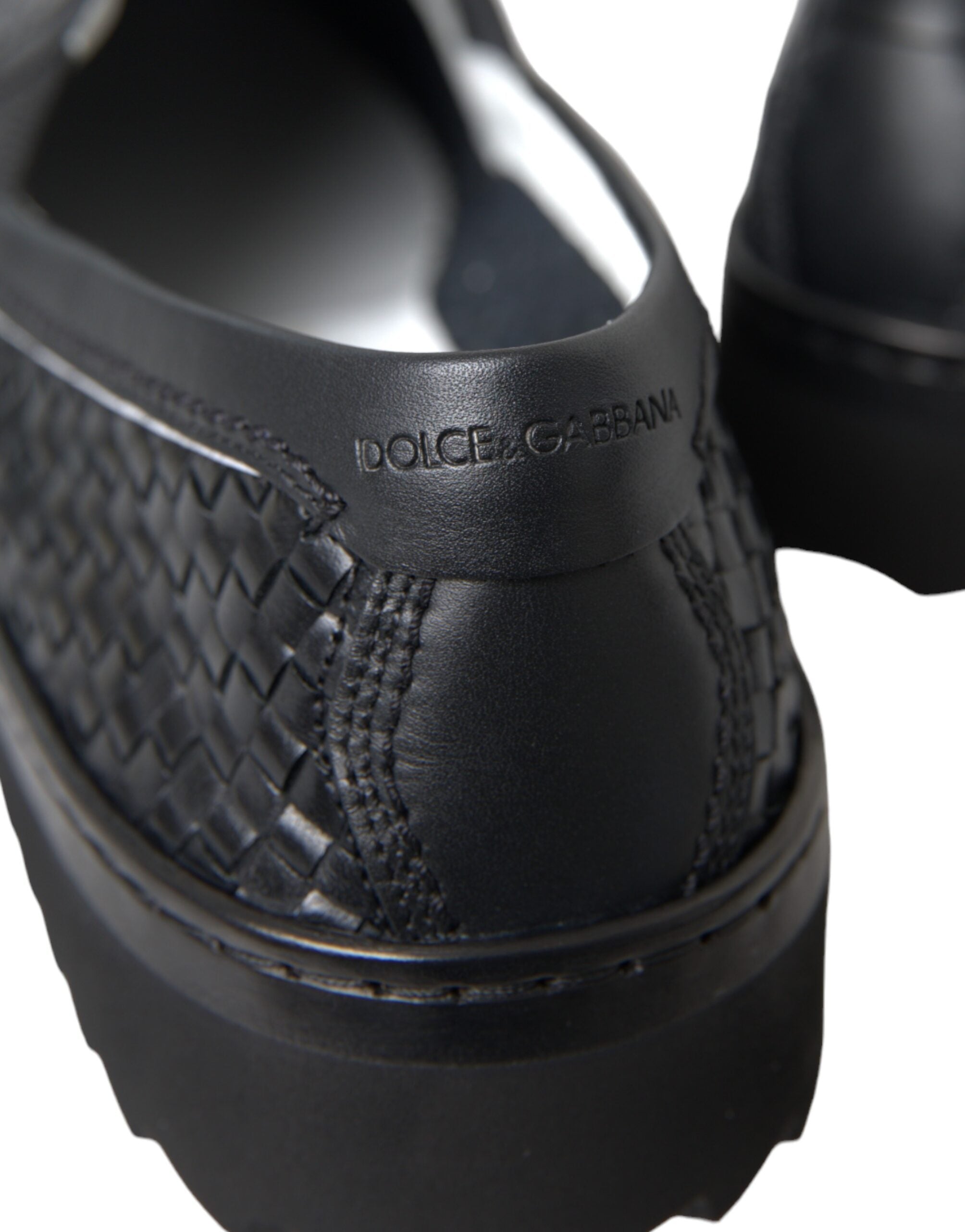 Mocassins Dolce &amp; Gabbana en cuir de buffle tressé noir pour homme