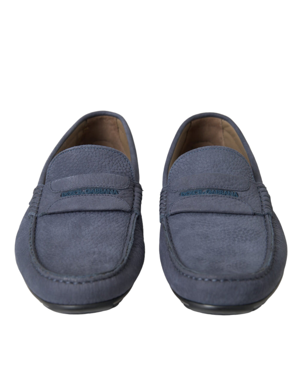 Mocassins à enfiler en cuir de veau bleu Dolce &amp; Gabbana