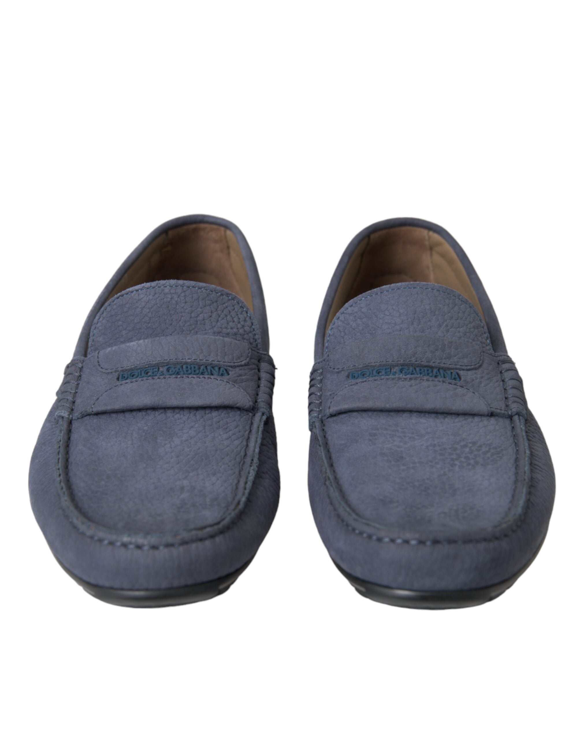 Mocassins à enfiler en cuir de veau bleu Dolce &amp; Gabbana