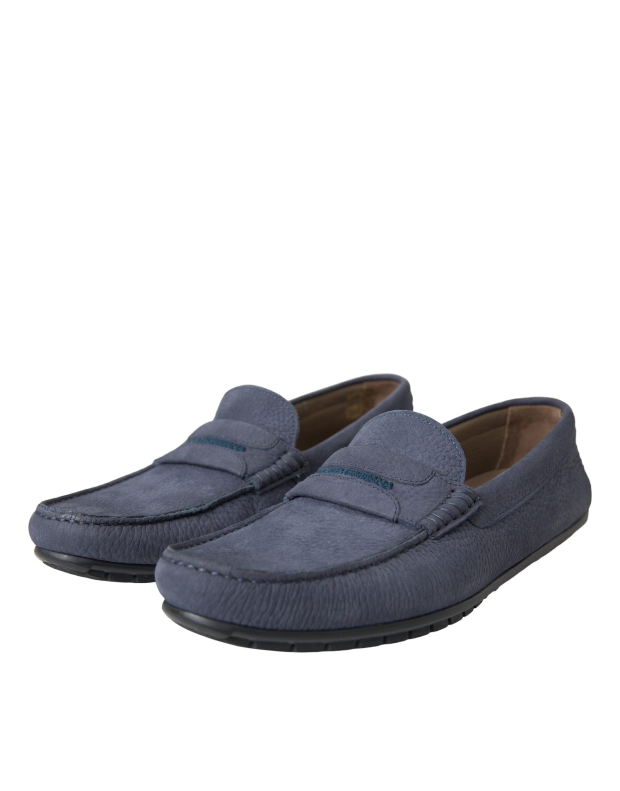 Mocassins à enfiler en cuir de veau bleu Dolce &amp; Gabbana