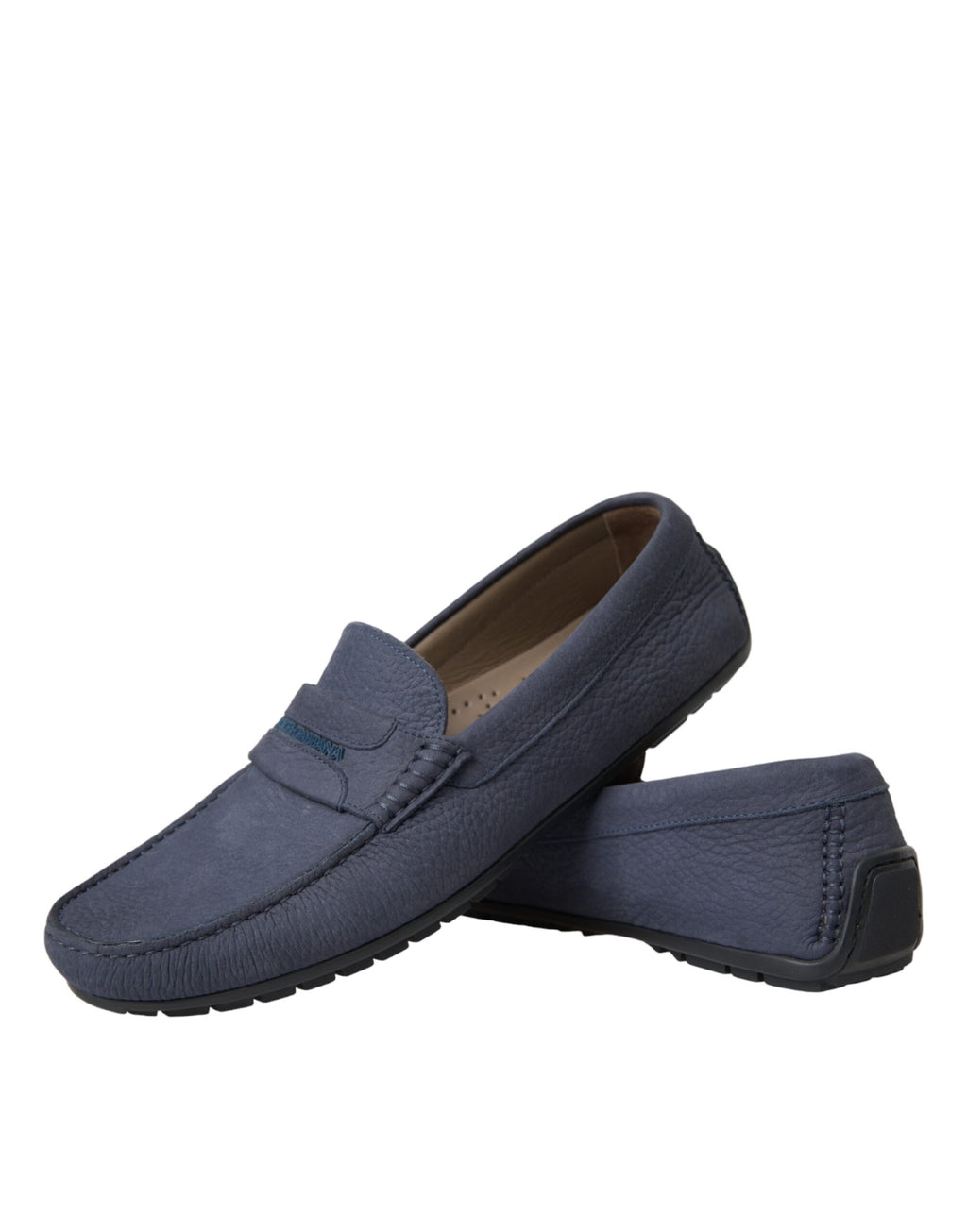 Mocassins à enfiler en cuir de veau bleu Dolce &amp; Gabbana