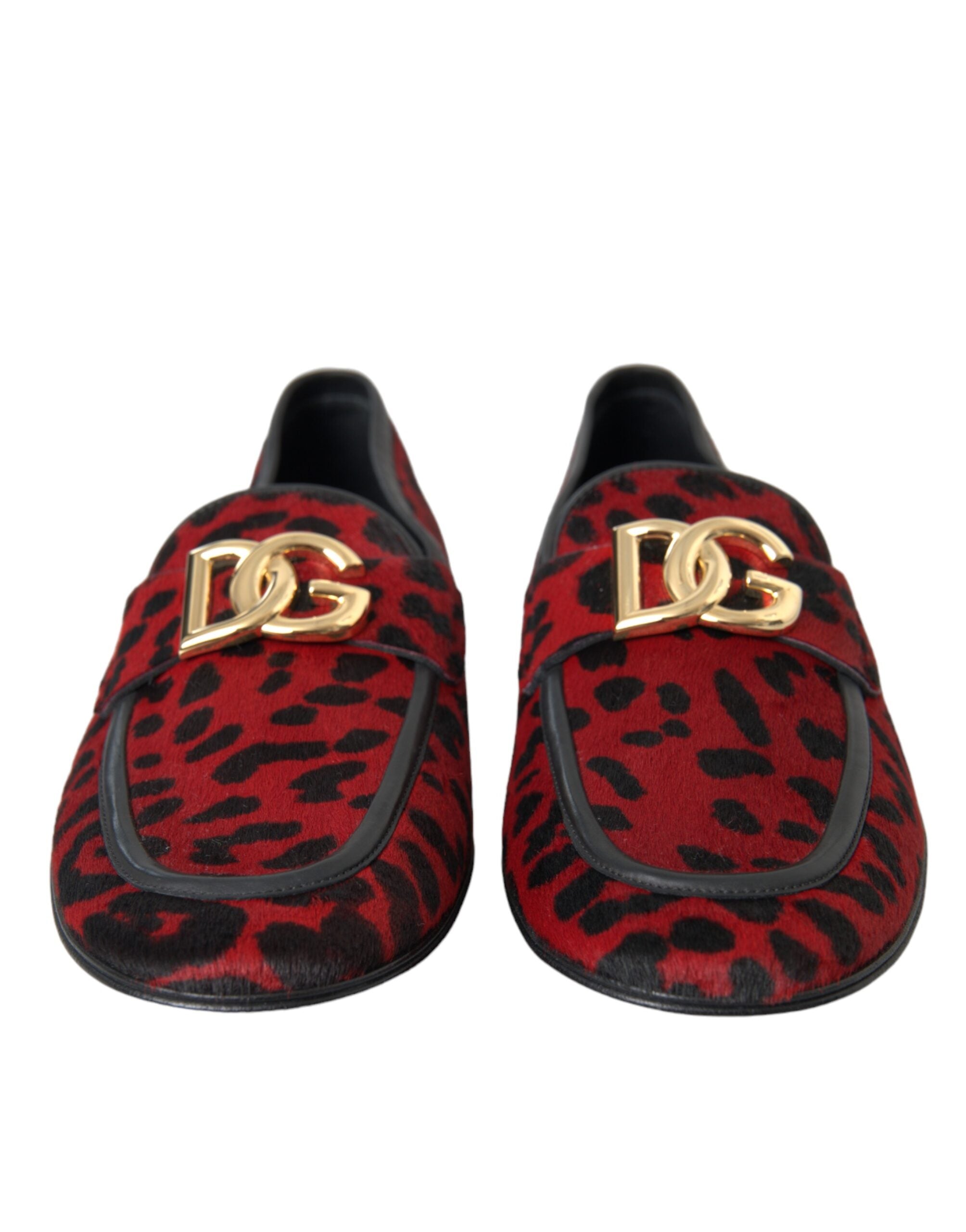 Mocassins Dolce &amp; Gabbana à imprimé léopard rouge et noir pour homme