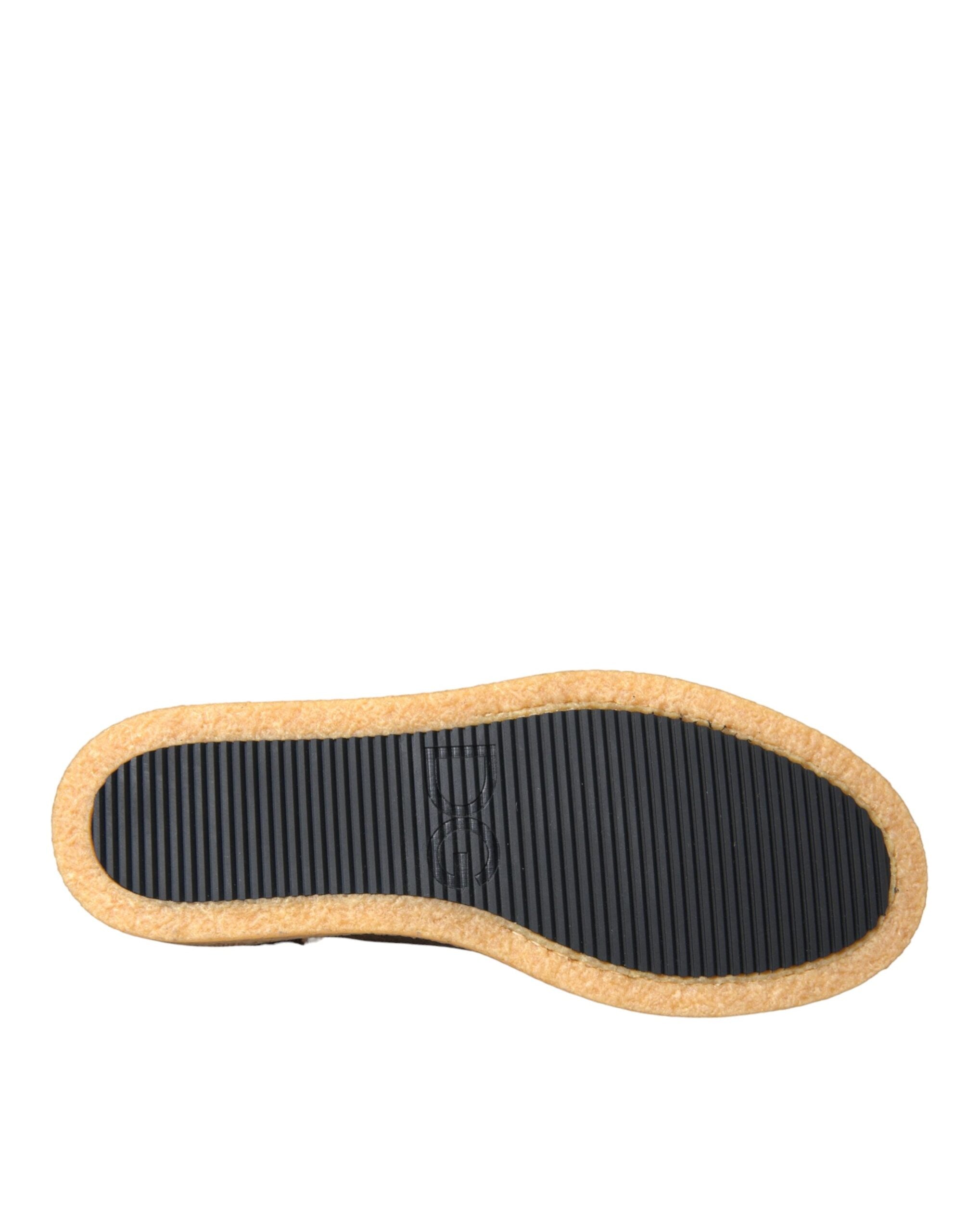 Mocassins en cuir et fourrure marron et noir Dolce &amp; Gabbana pour hommes