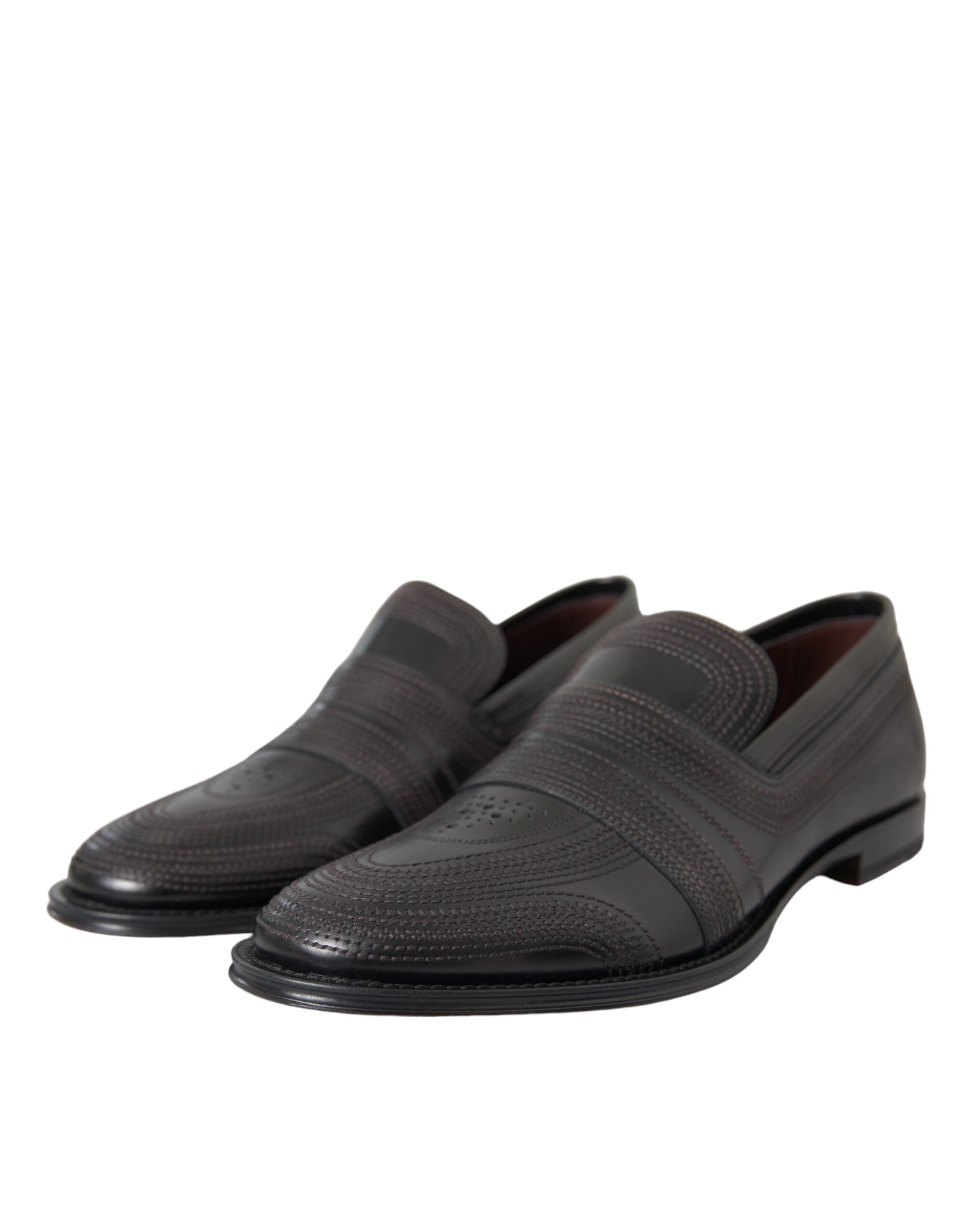 Mocassins en cuir noir et marron Dolce &amp; Gabbana pour homme