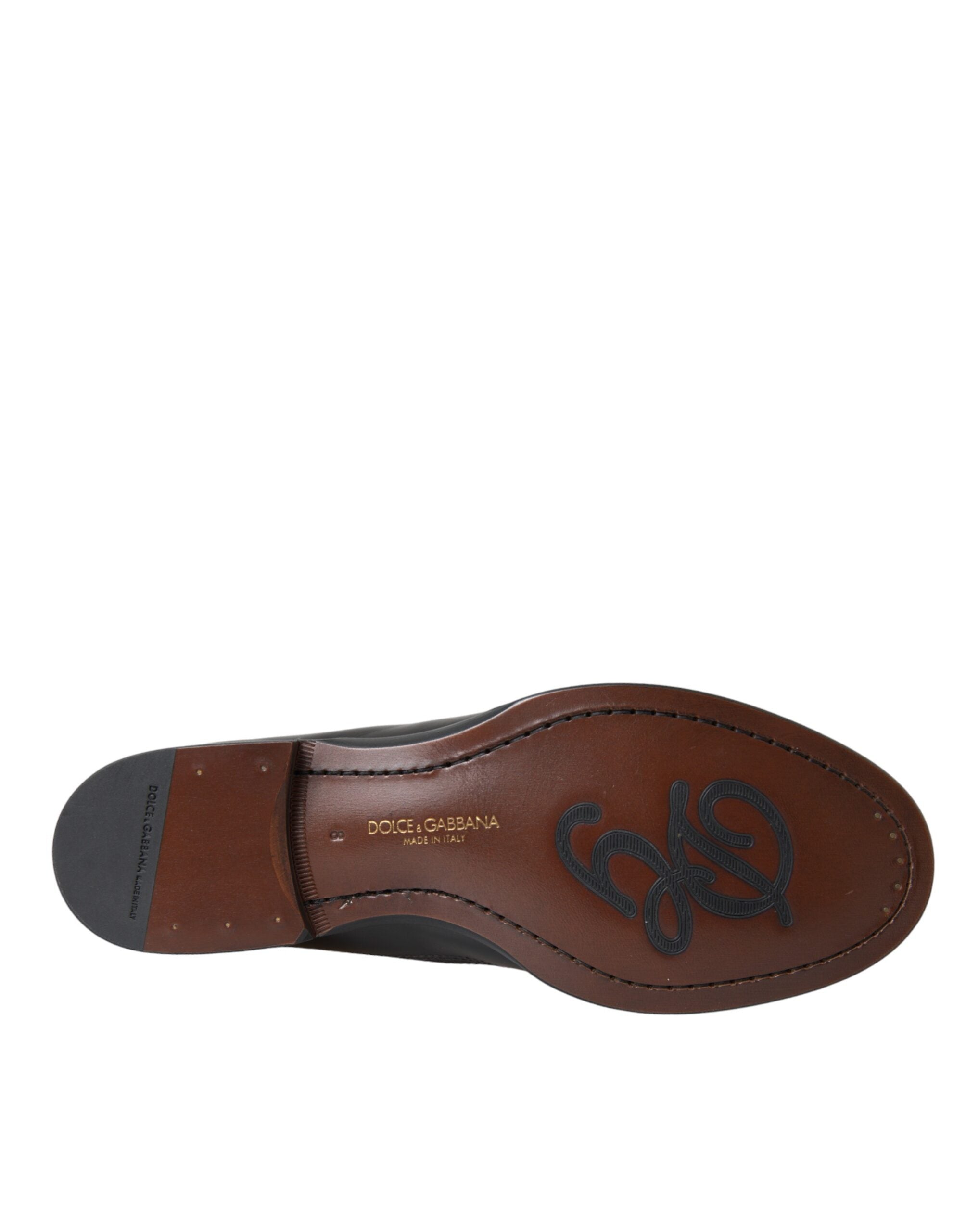 Mocassins en cuir noir et marron Dolce &amp; Gabbana pour homme