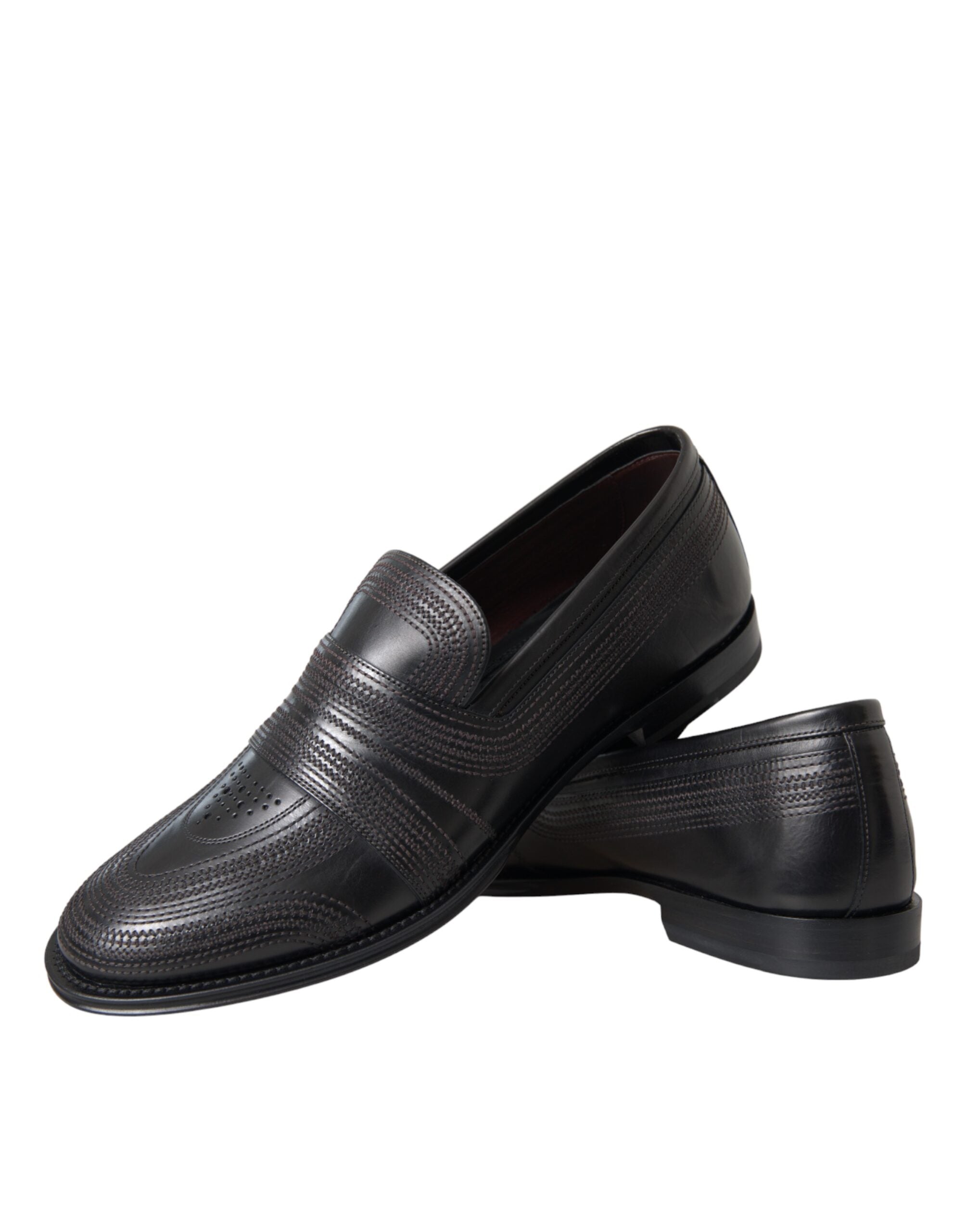 Mocassins en cuir noir et marron Dolce &amp; Gabbana pour homme
