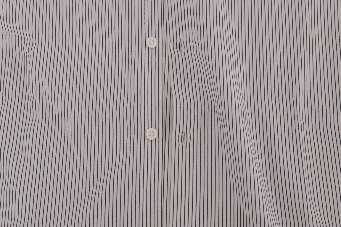 Frankie Morello Elegantes weiß-blau gestreiftes Freizeithemd