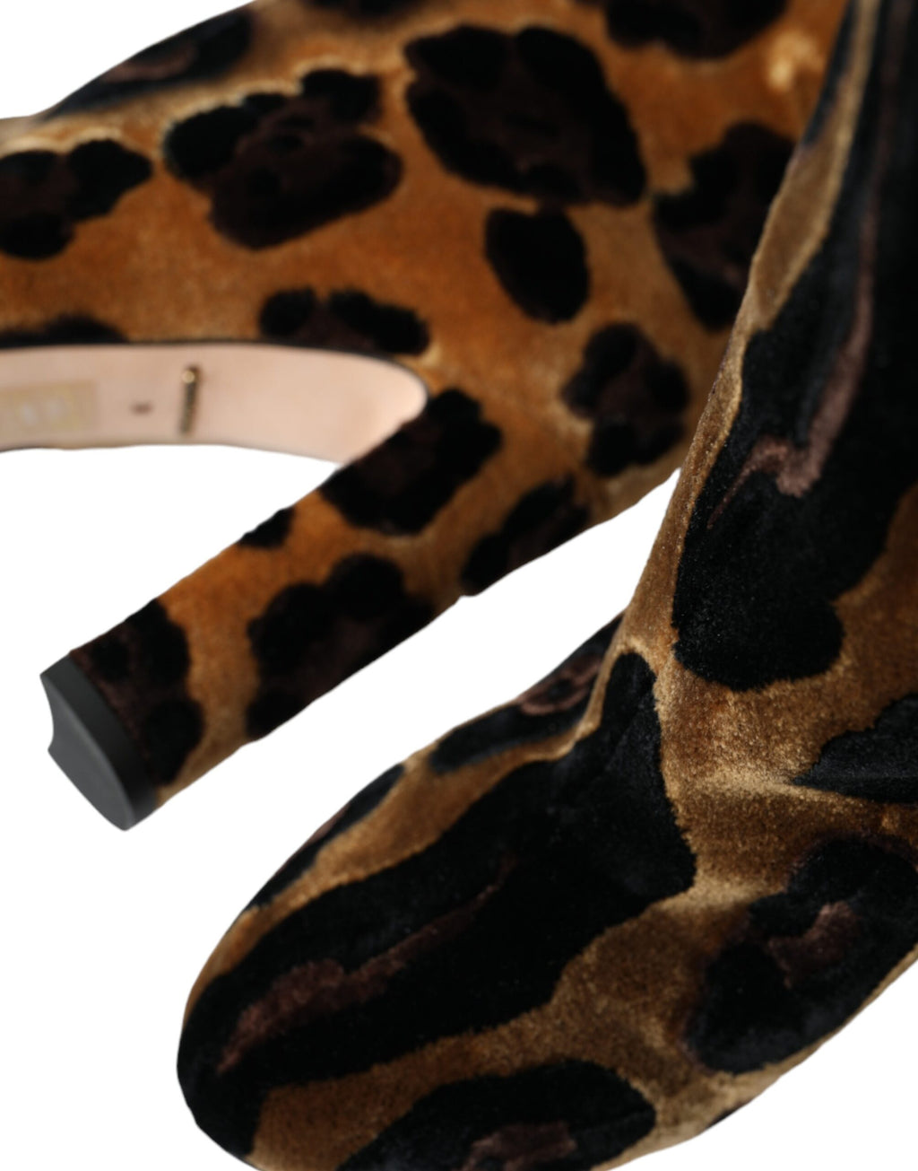 Dolce &amp; Gabbana Braune Stiefel aus Samtleder mit Giraffenmuster