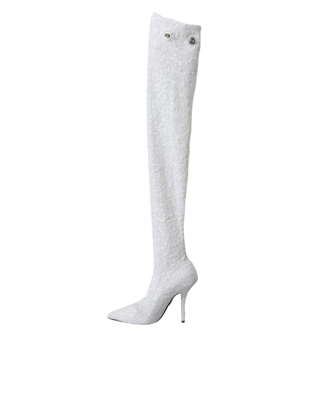 Dolce &amp; Gabbana Weiße Heels Stiletto Kniehohe Stiefel Schuhe