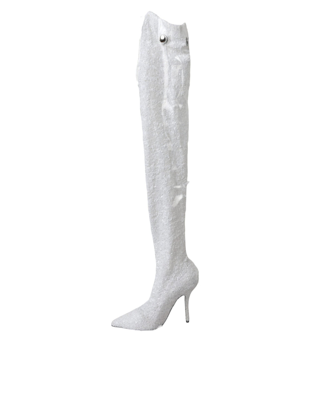 Dolce &amp; Gabbana Weiße Heels Stiletto Kniehohe Stiefel Schuhe
