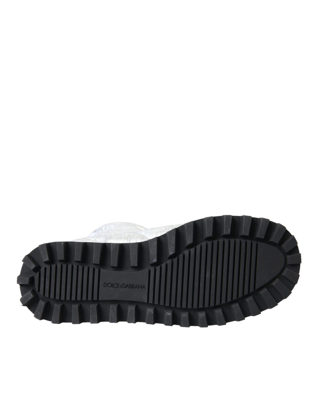 Chaussures montantes matelassées argentées métallisées Dolce &amp; Gabbana avec patch logo