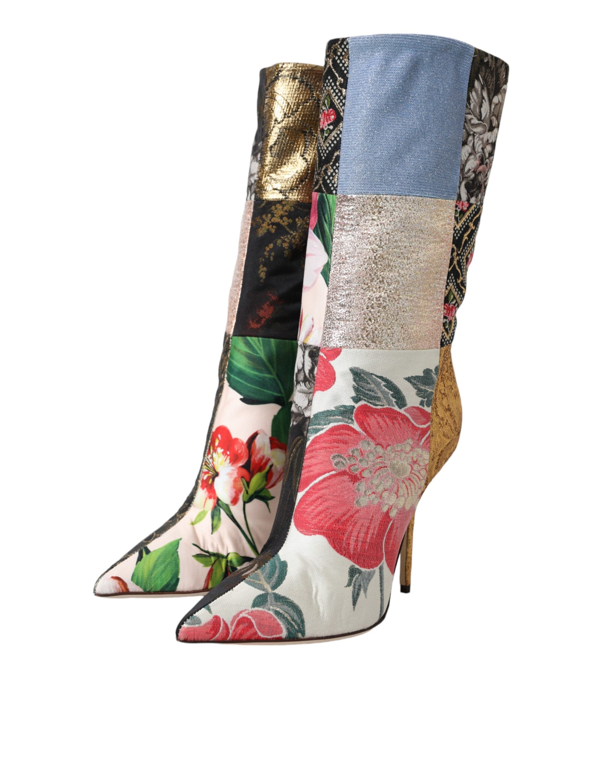 Dolce &amp; Gabbana – Stiefel mit Absatz und mehrfarbigem Patchwork-Print