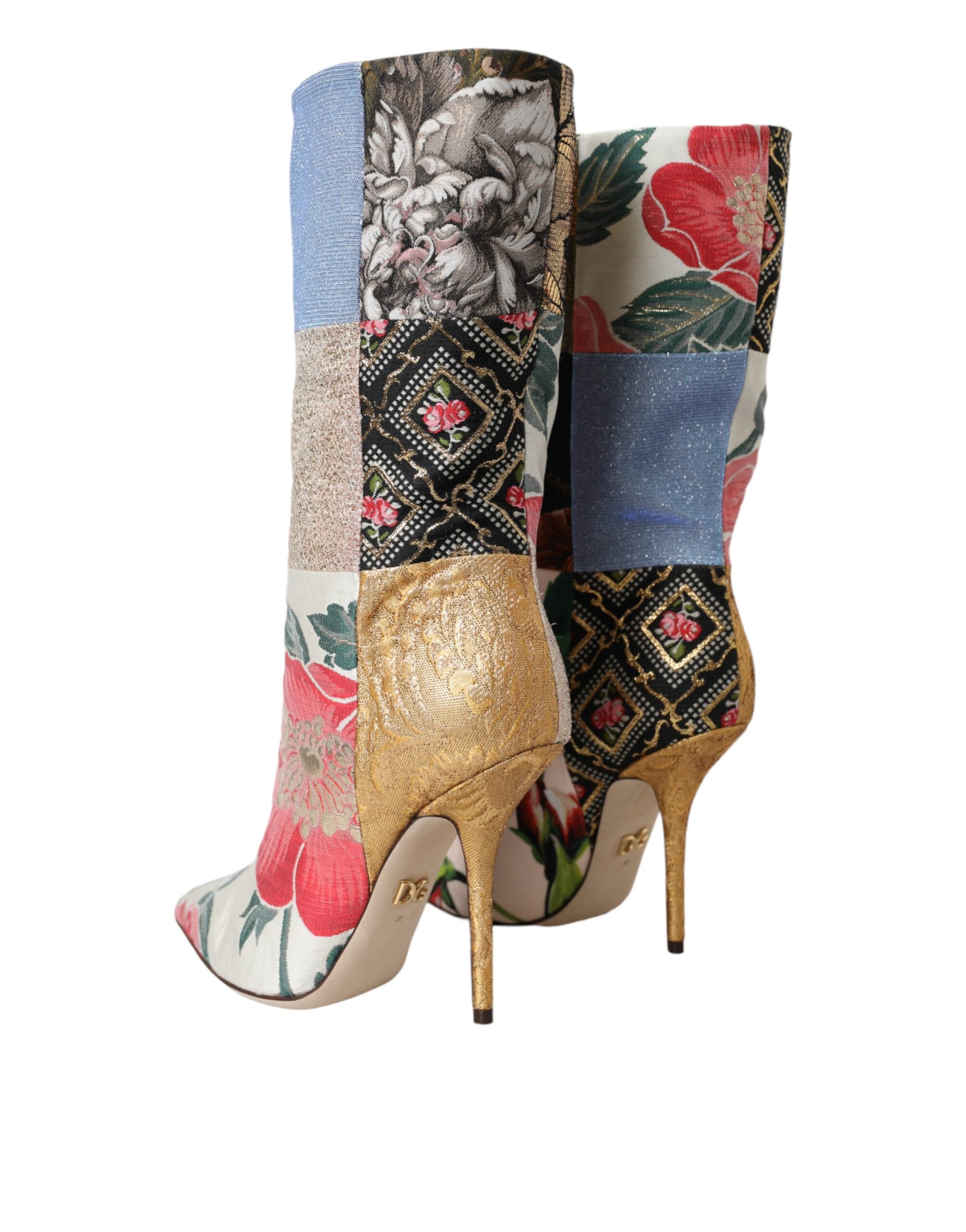Dolce &amp; Gabbana – Stiefel mit Absatz und mehrfarbigem Patchwork-Print