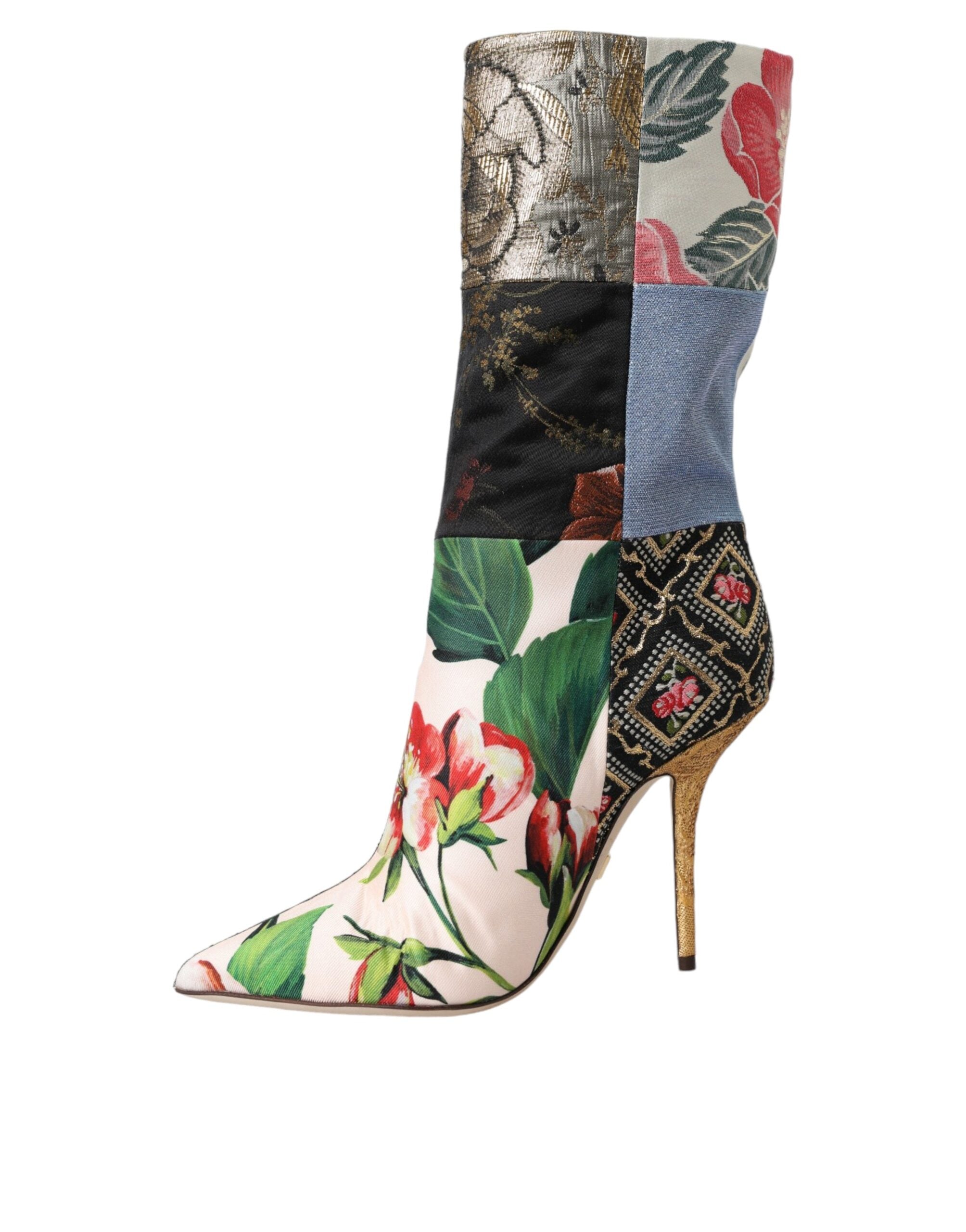 Dolce &amp; Gabbana – Stiefel mit Absatz und mehrfarbigem Patchwork-Print