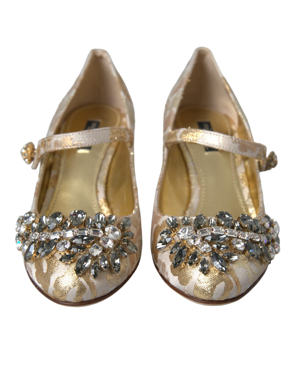 Escarpins Mary Jane Dolce &amp; Gabbana en jacquard doré et cristal